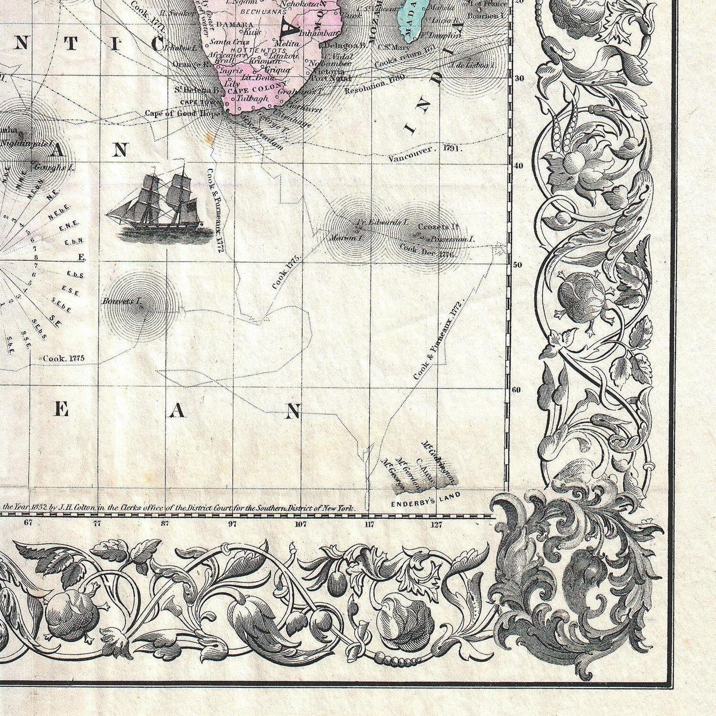 detail of the map from the bottom right corner