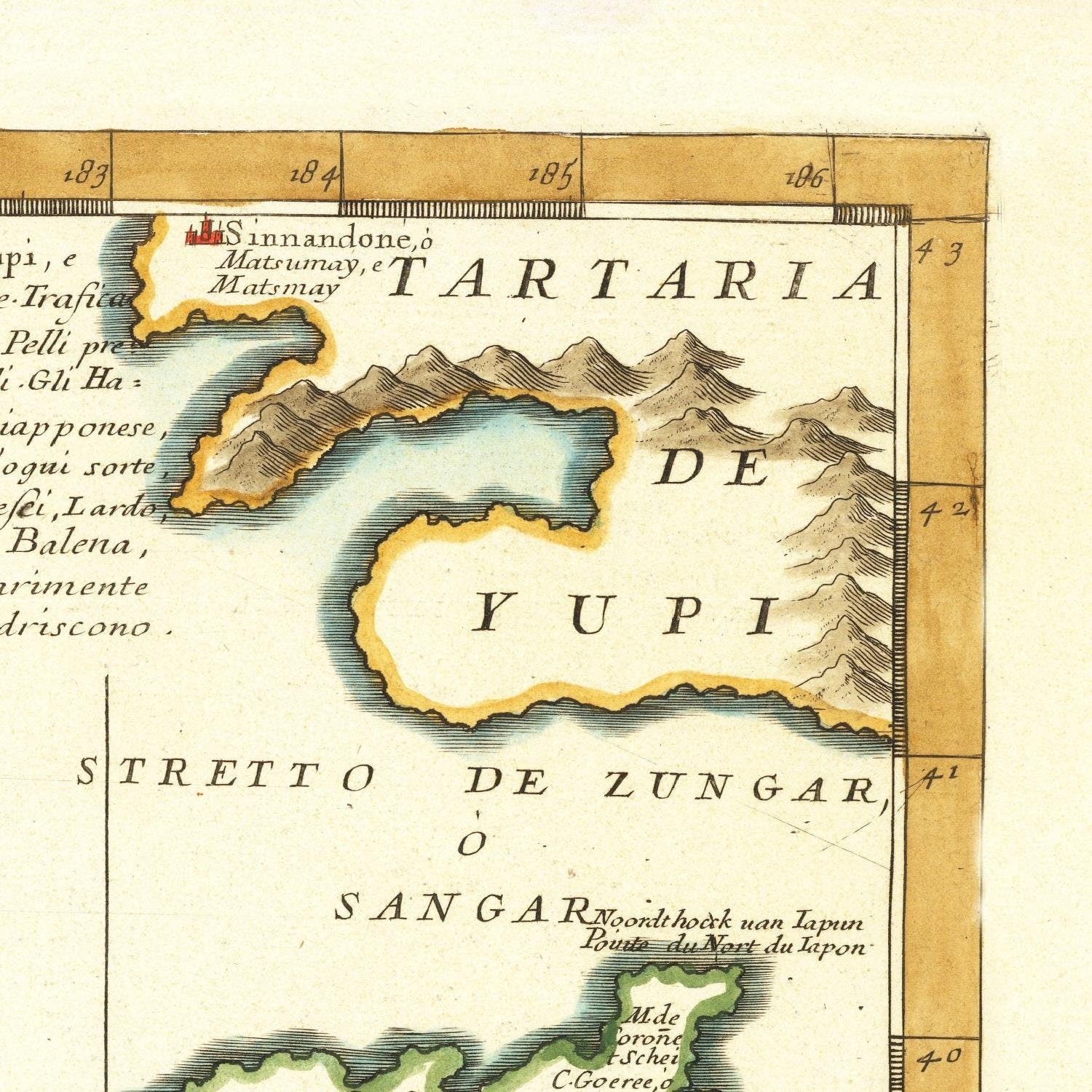 detail of the map from the top right corner