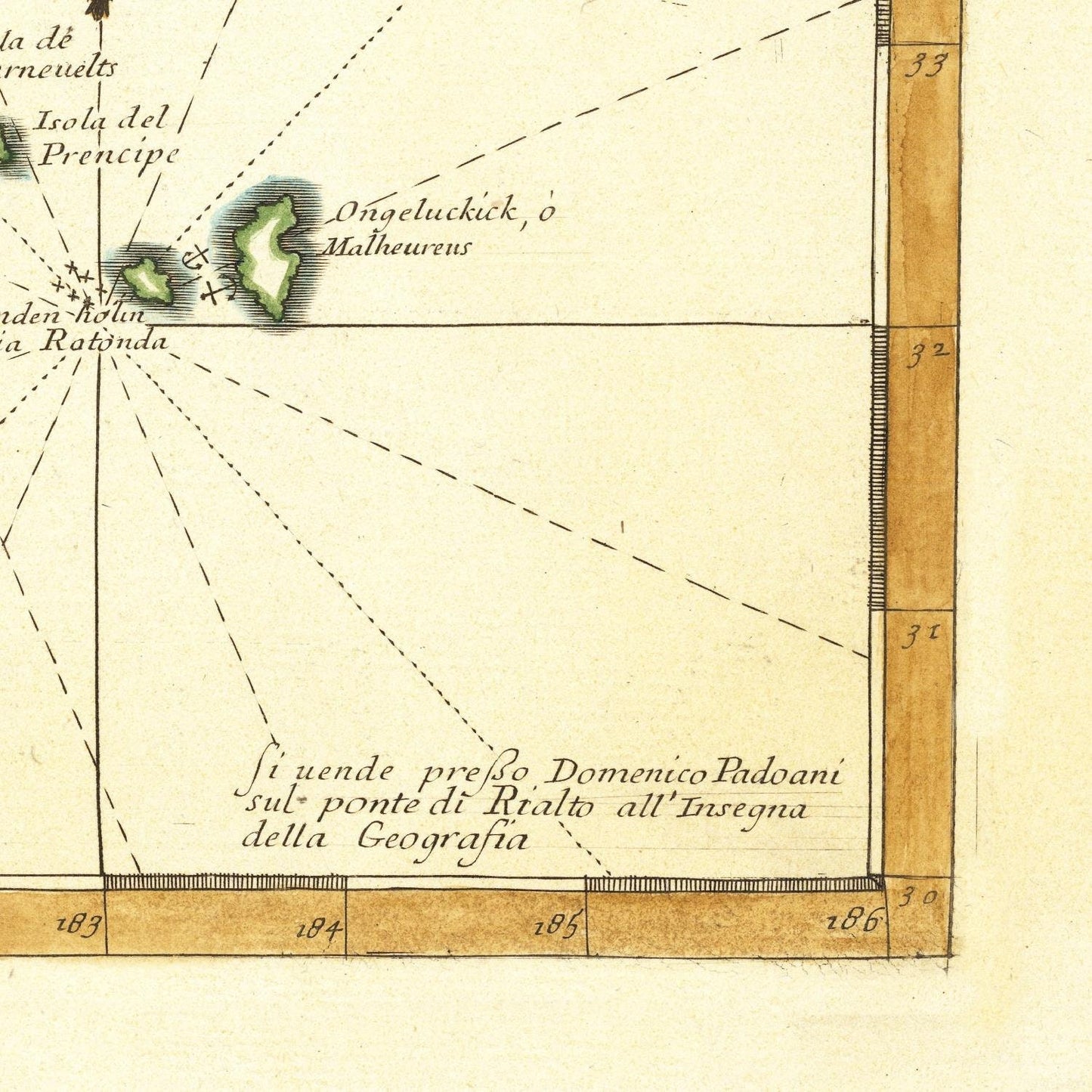 detail of the map from the bottom right corner