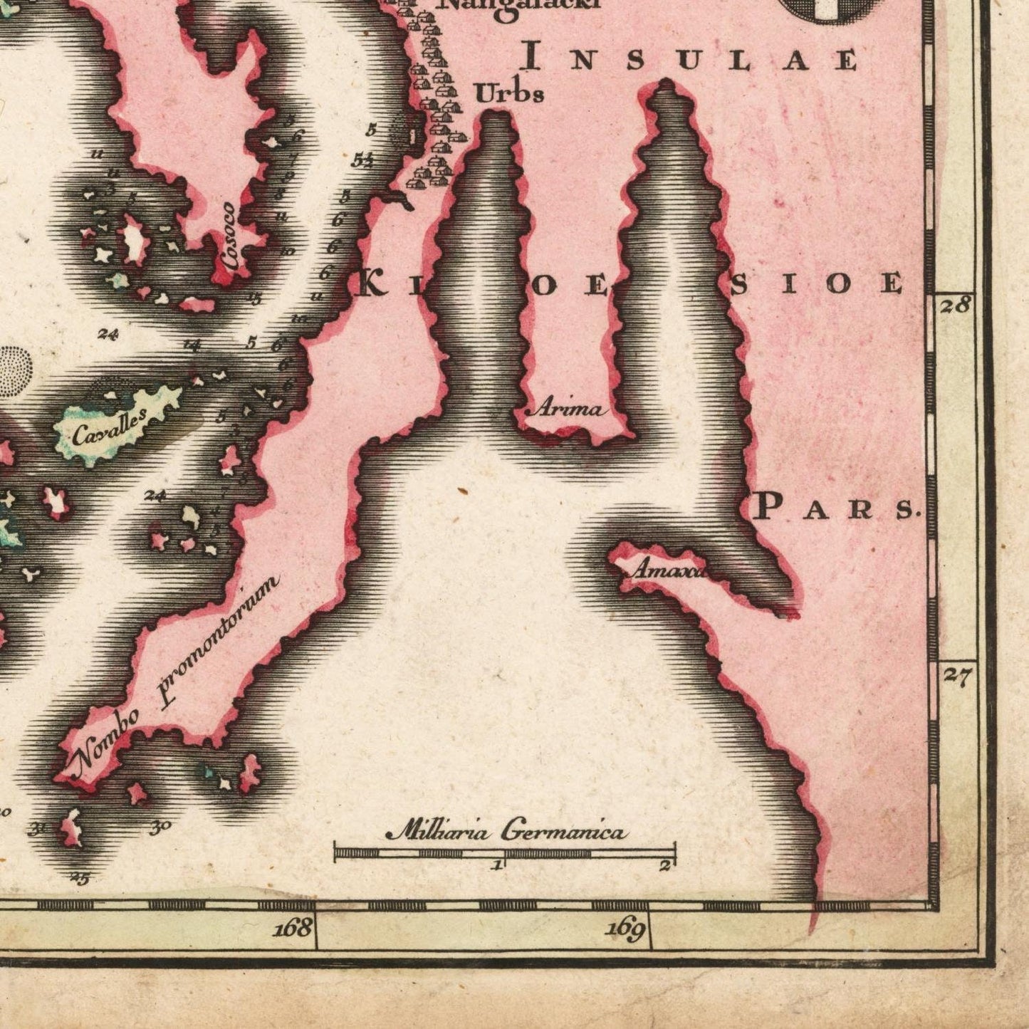 detail of the map from the bottom right corner