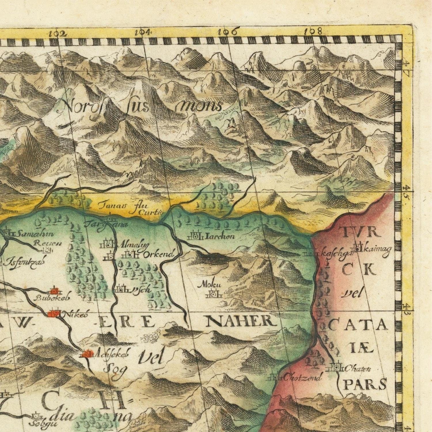 detail of the map from the top right corner