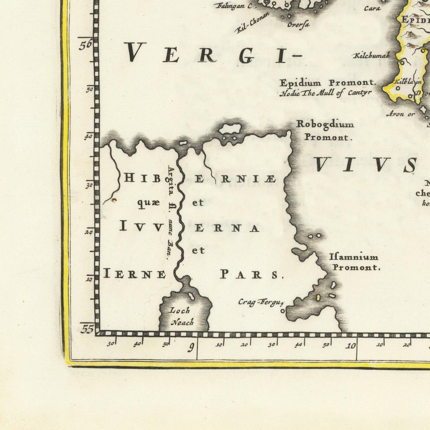 detail of the map from the bottom left corner