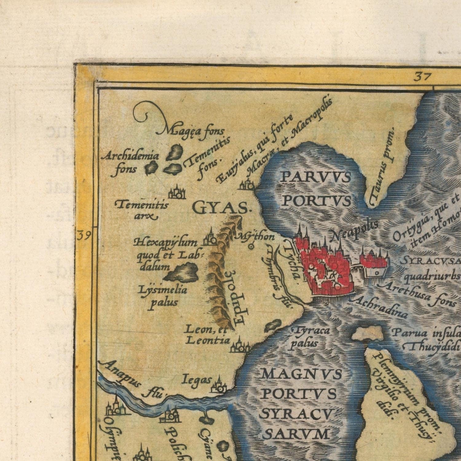 detail of the map from the top left corner