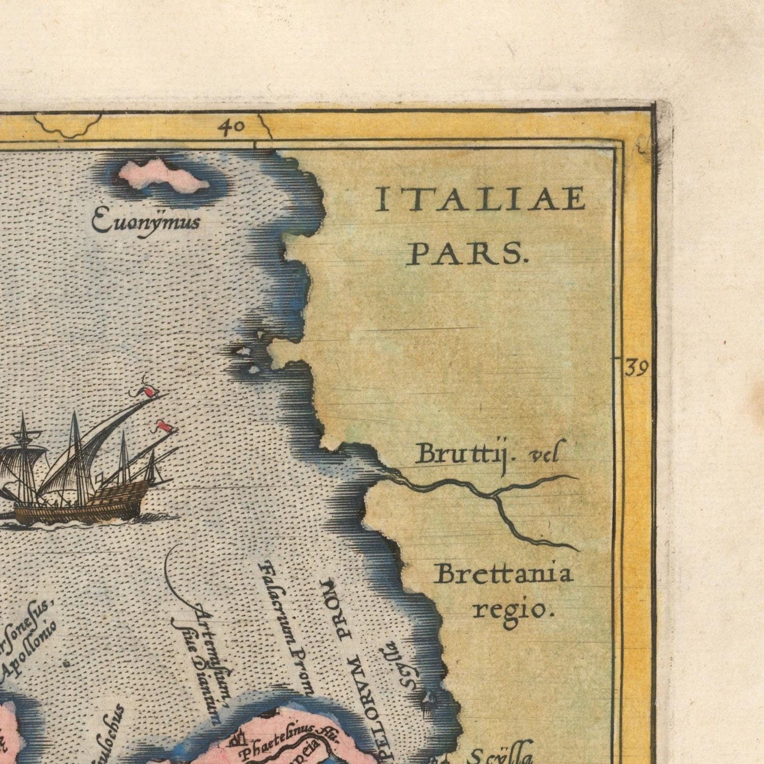 detail of the map from the top right corner