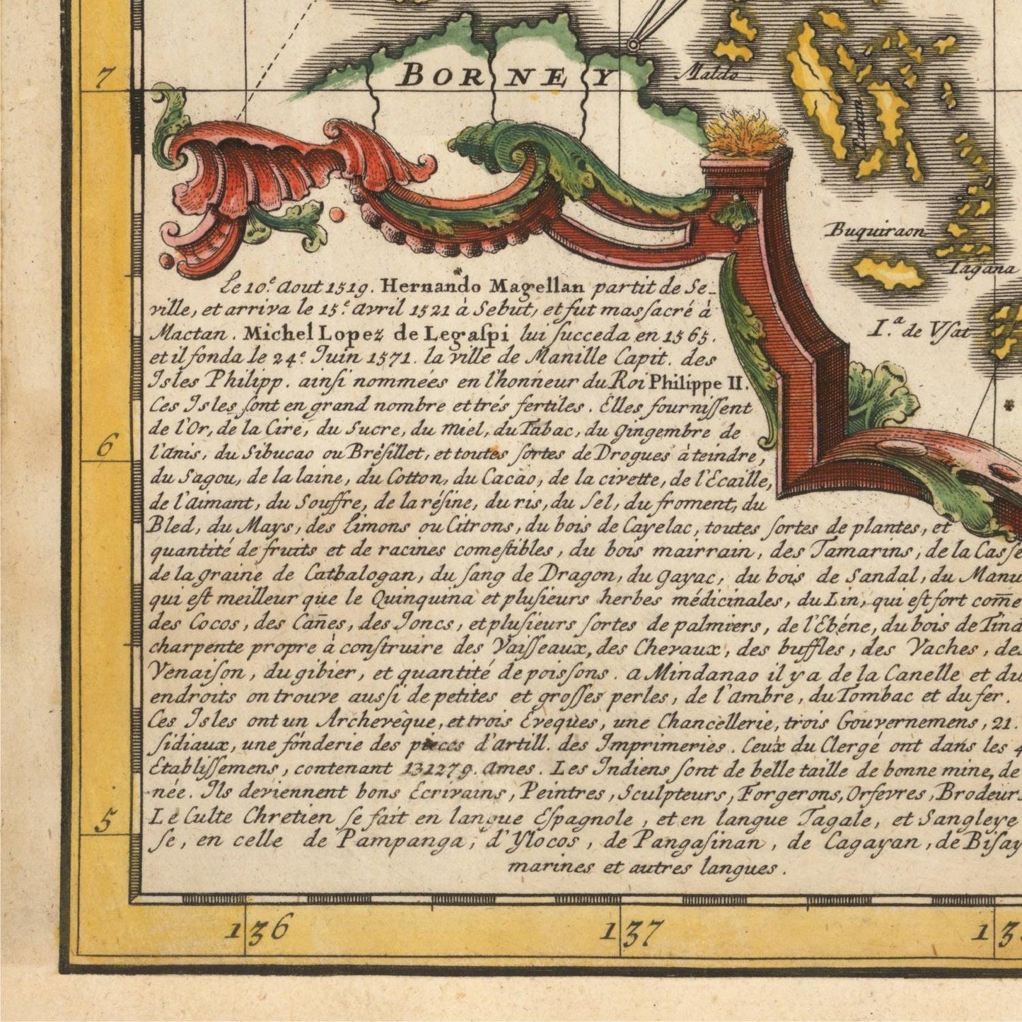 detail of the map from the bottom left corner