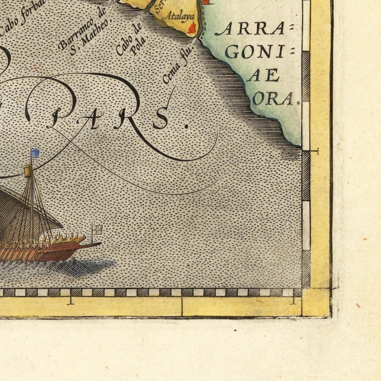 detail of the map from the bottom right corner