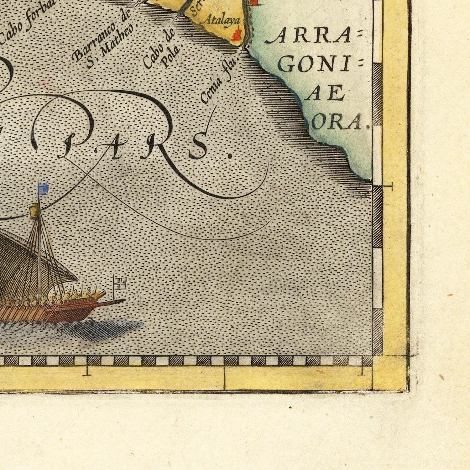 detail of the map from the bottom right corner