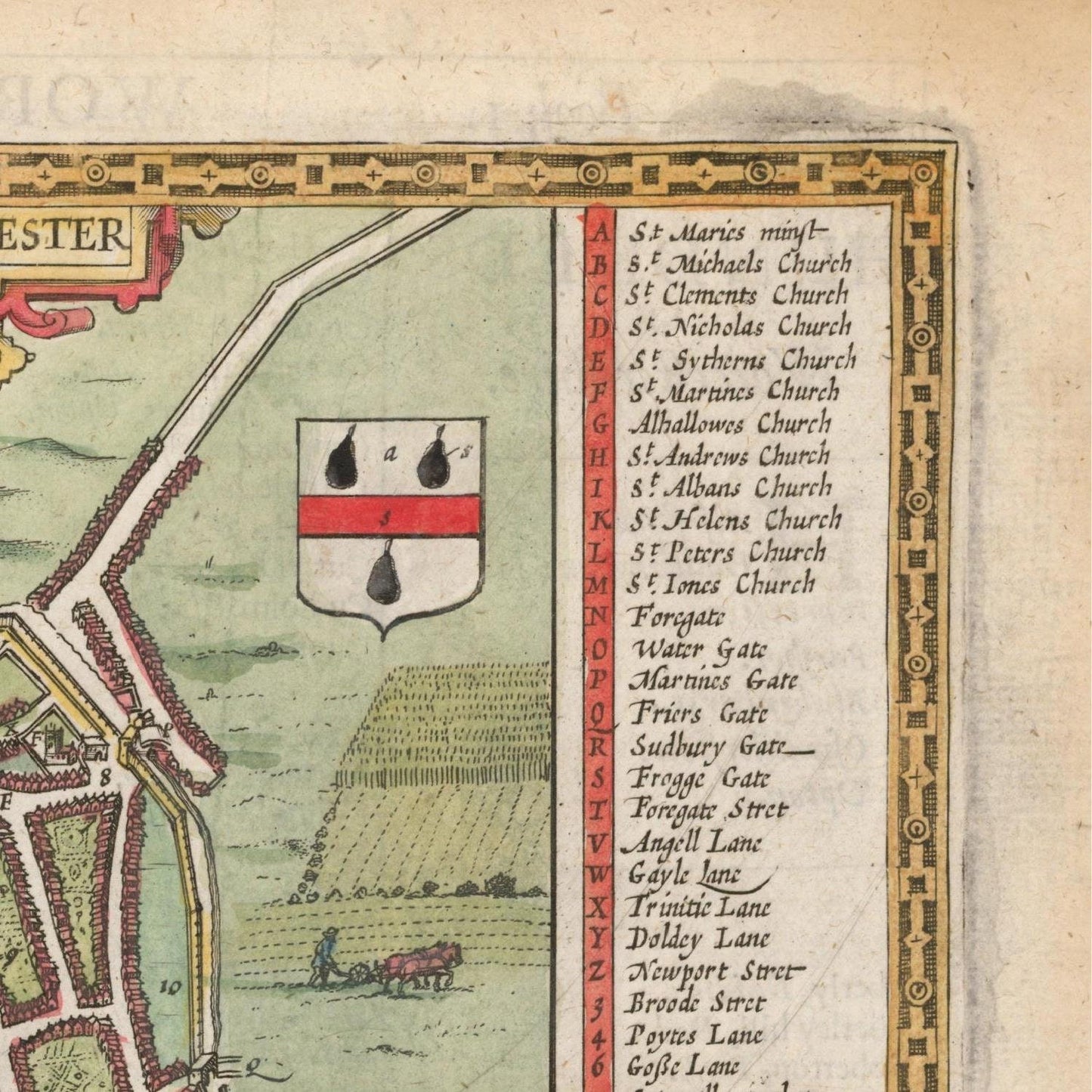 detail of the map from the top right corner