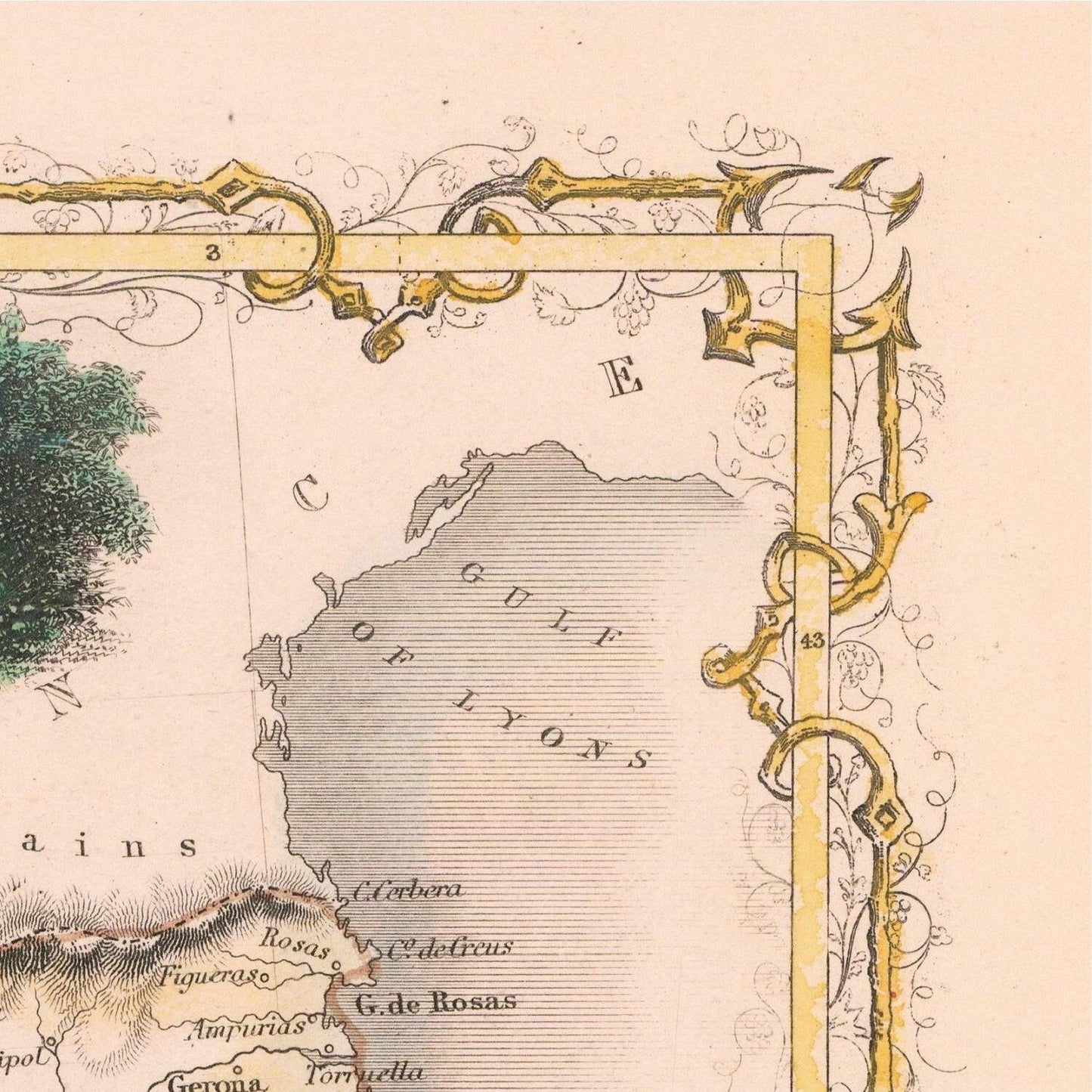 detail of the map from the top right corner