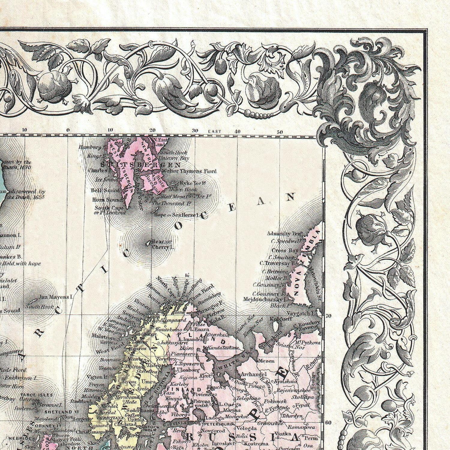 detail of the map from the top right corner