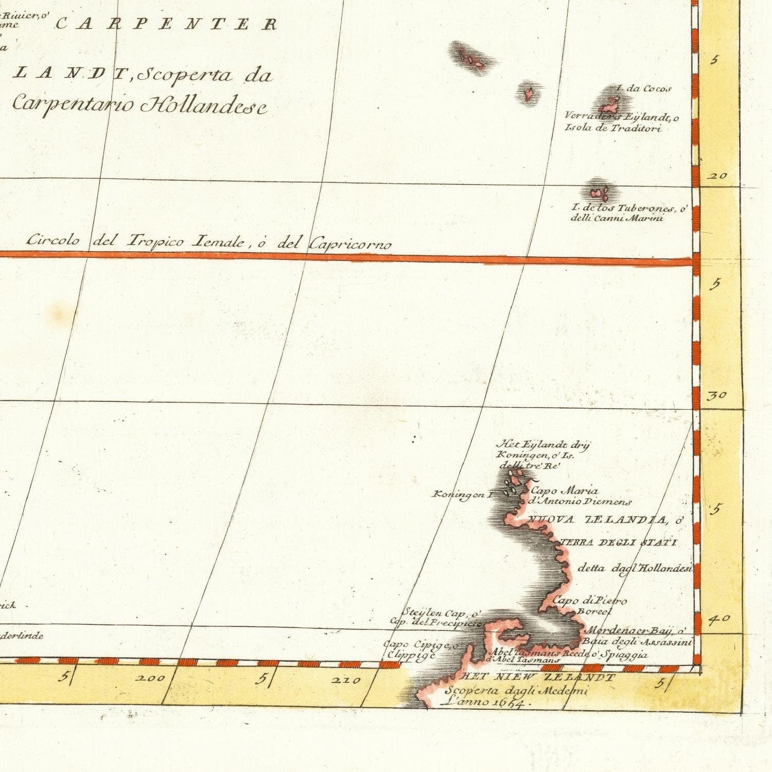 detail of the map from the bottom right corner