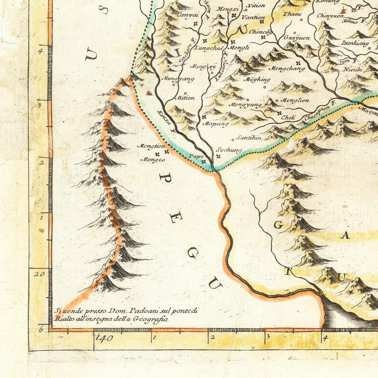 detail of the map from the bottom left corner