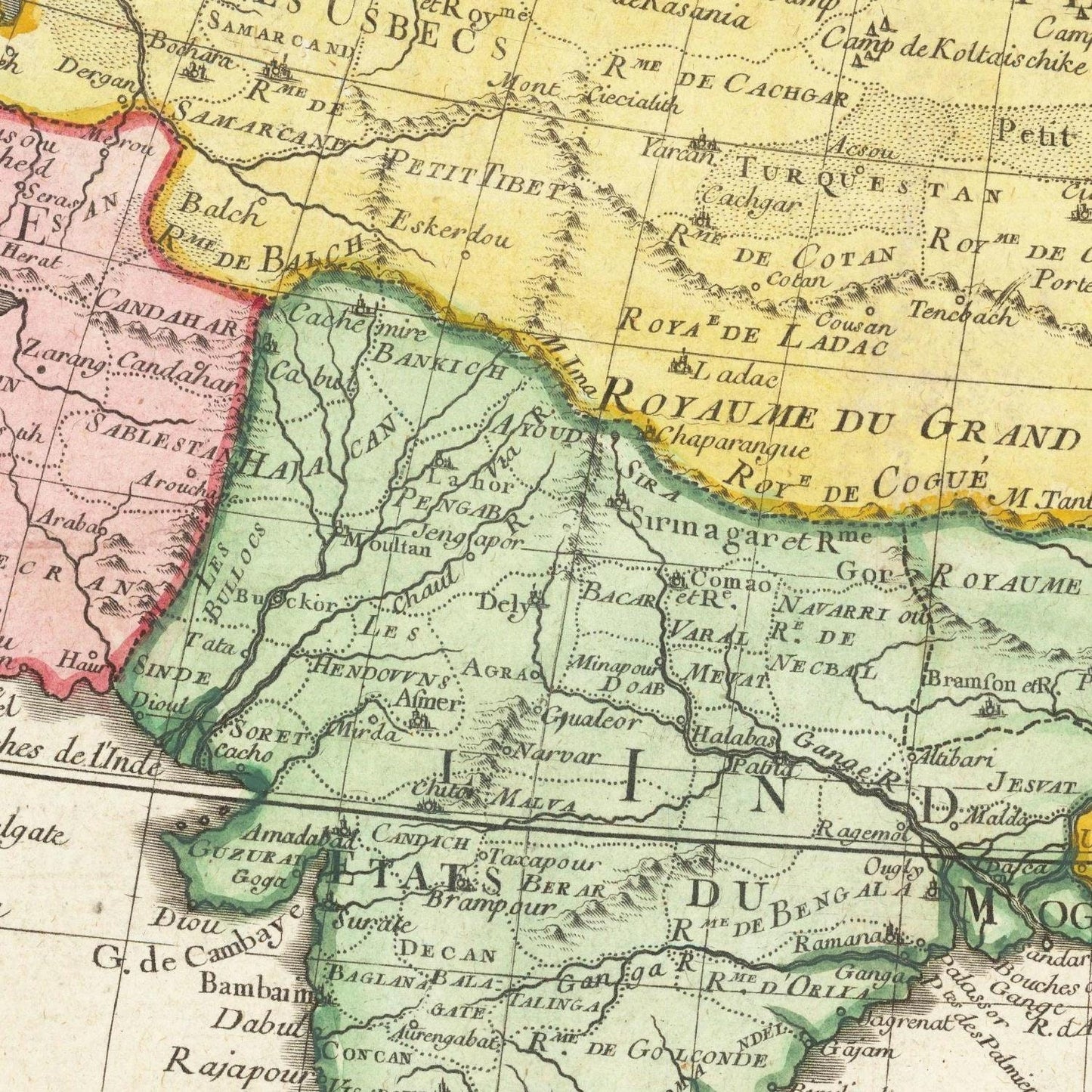 detail of the map from the centre left