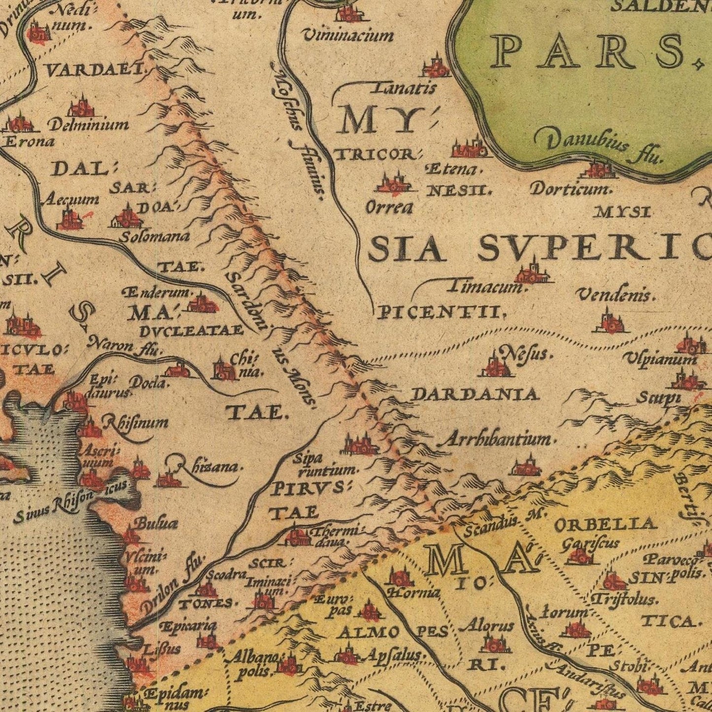 detail of the map from the centre left