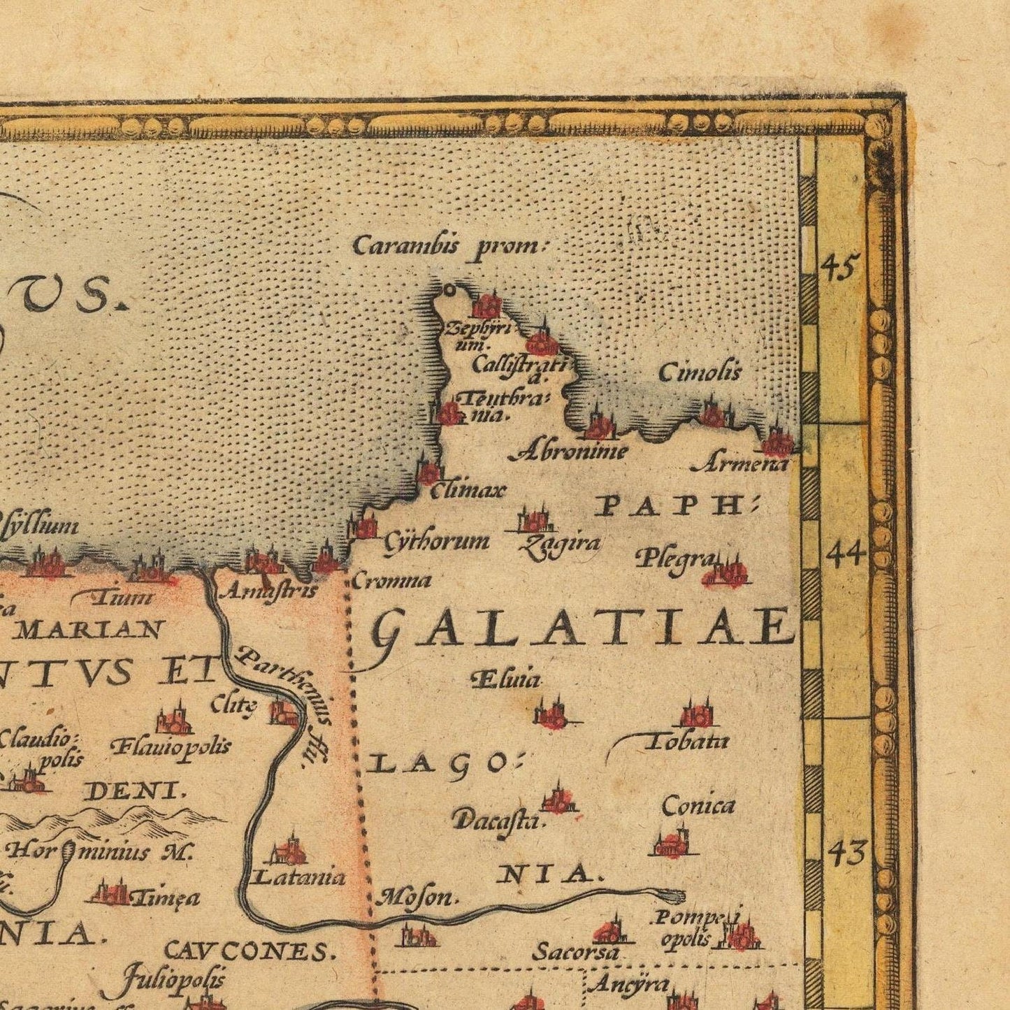 detail of the map from the top right corner