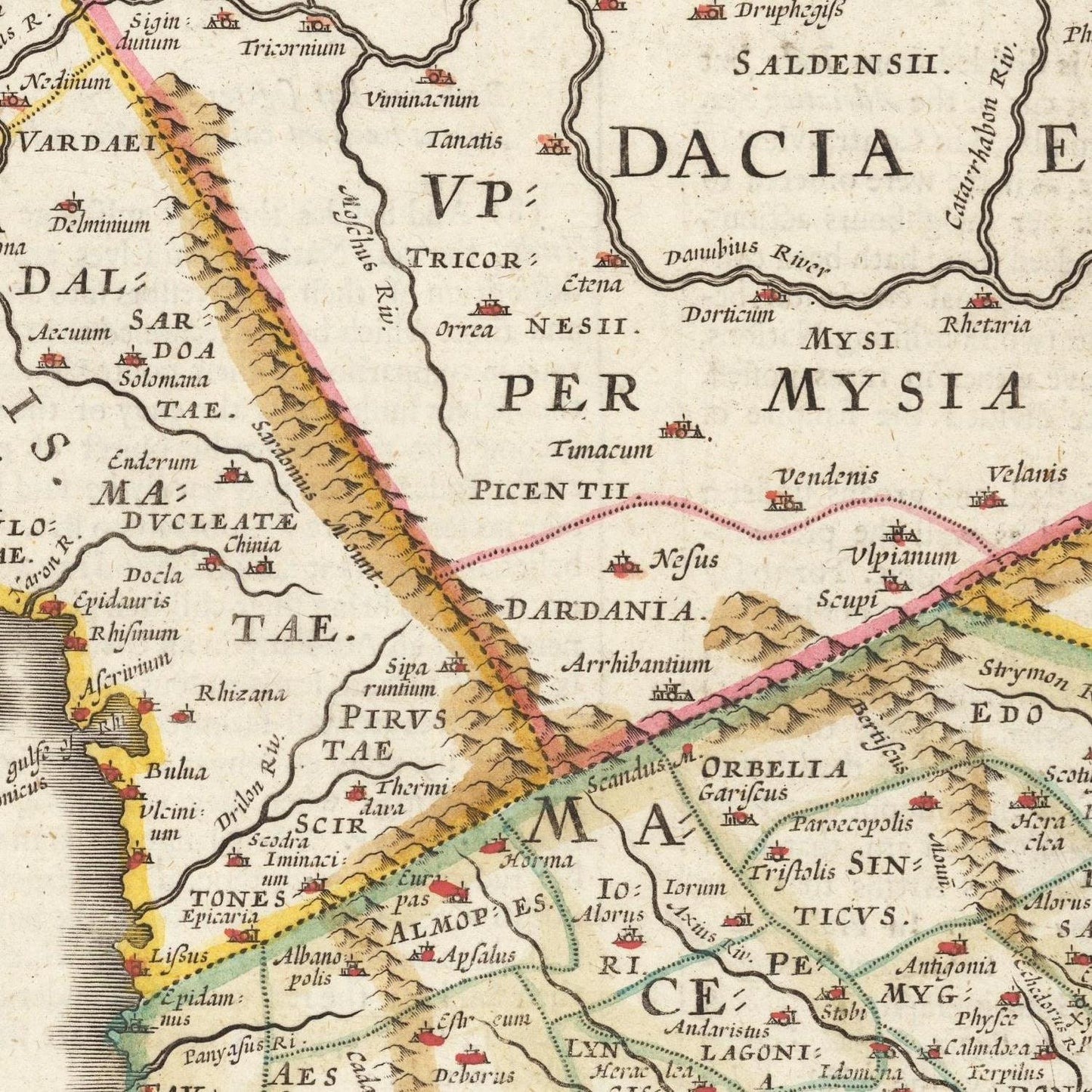 detail of the map from the centre left