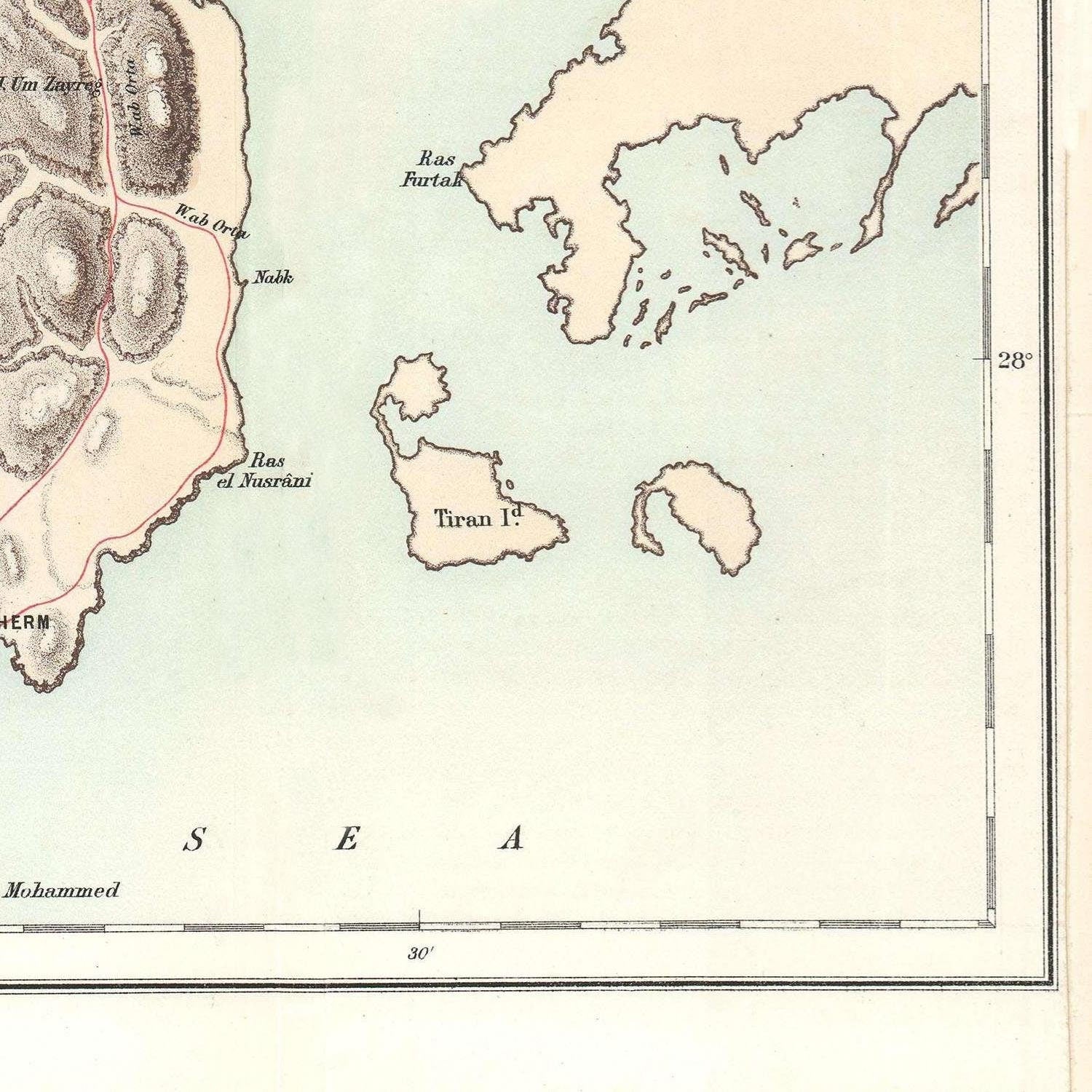 detail of the map from the bottom right corner