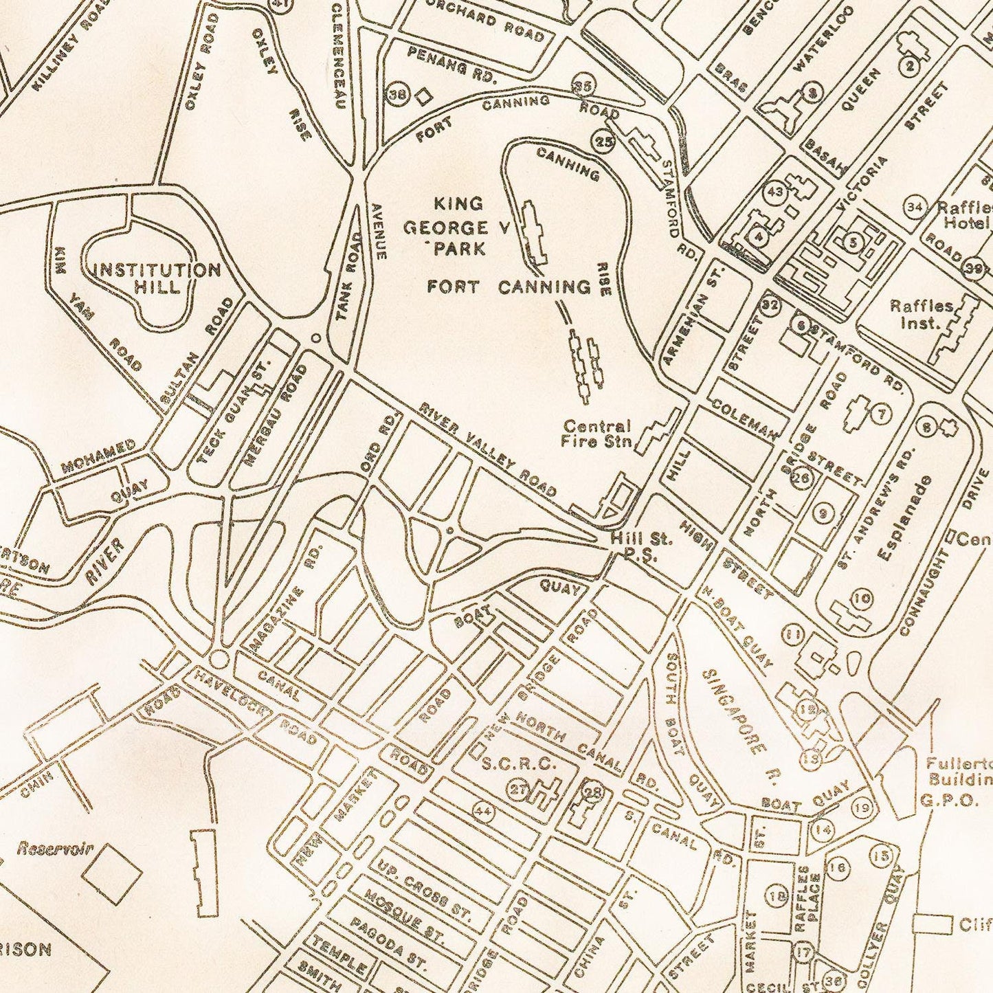 detail of the map from the centre 