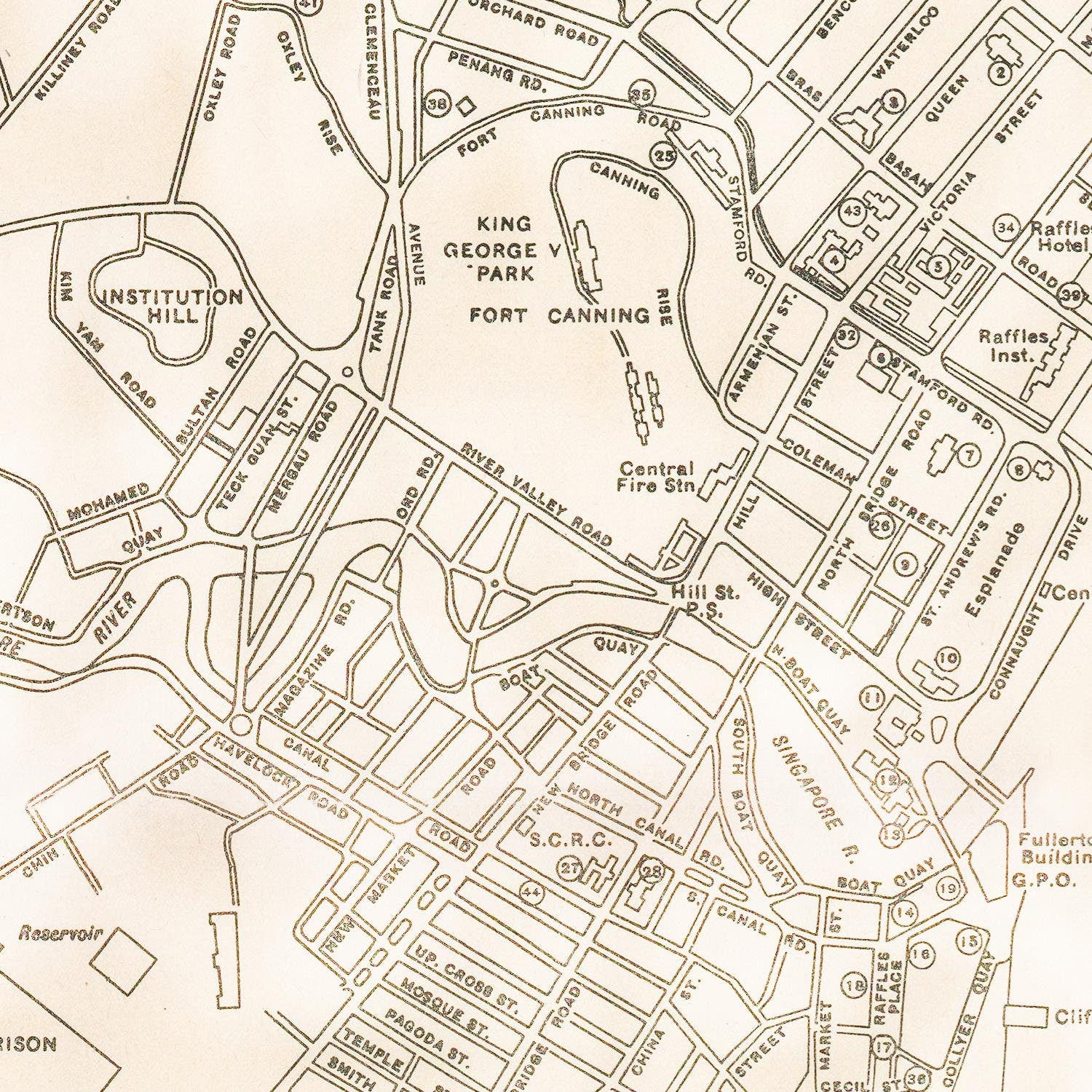 detail of the map from the centre 