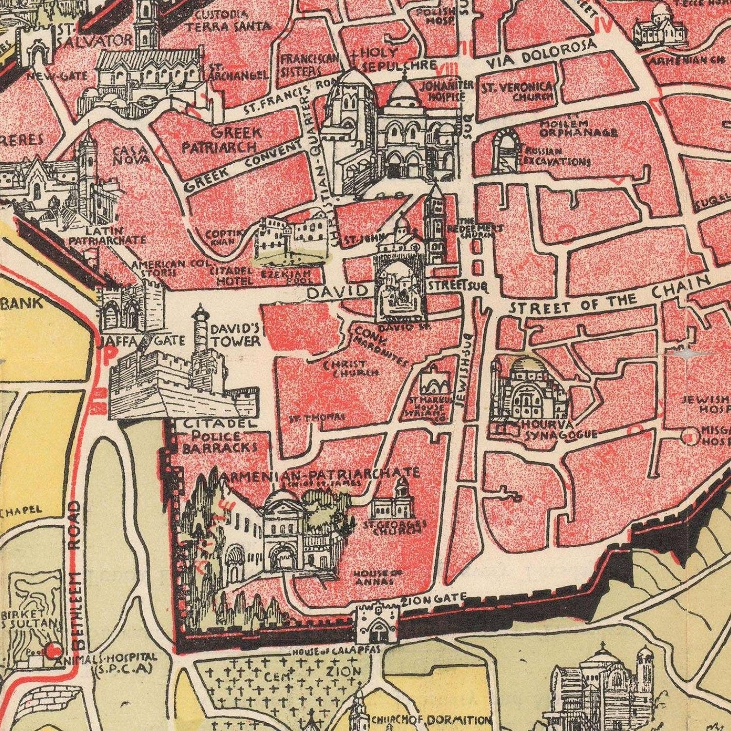 detail of the map from the centre 