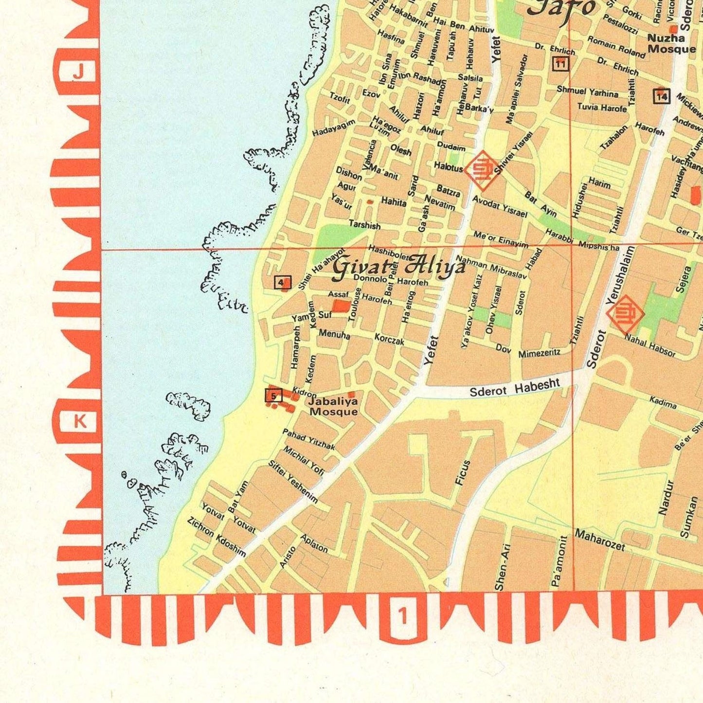 detail of the map from the bottom left corner