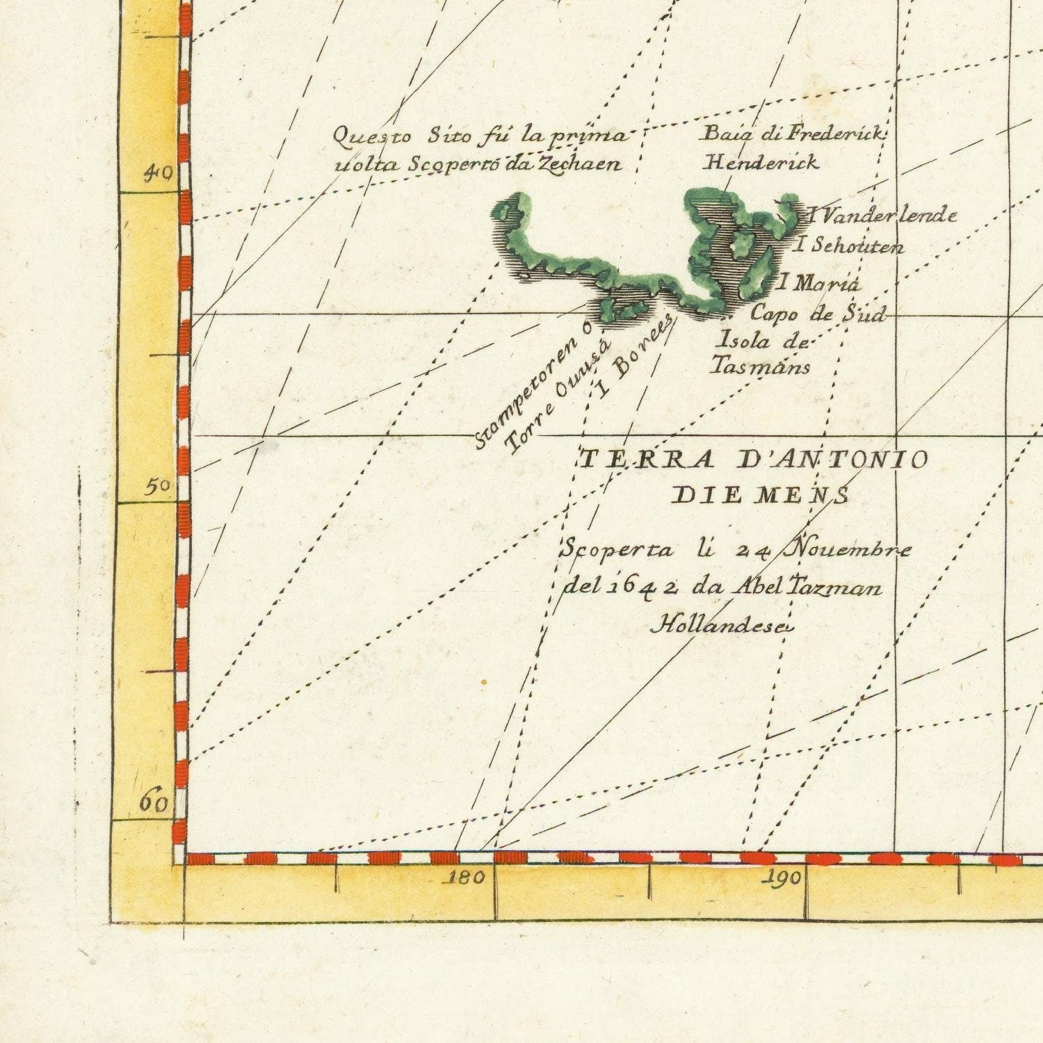 detail of the map from the bottom left corner