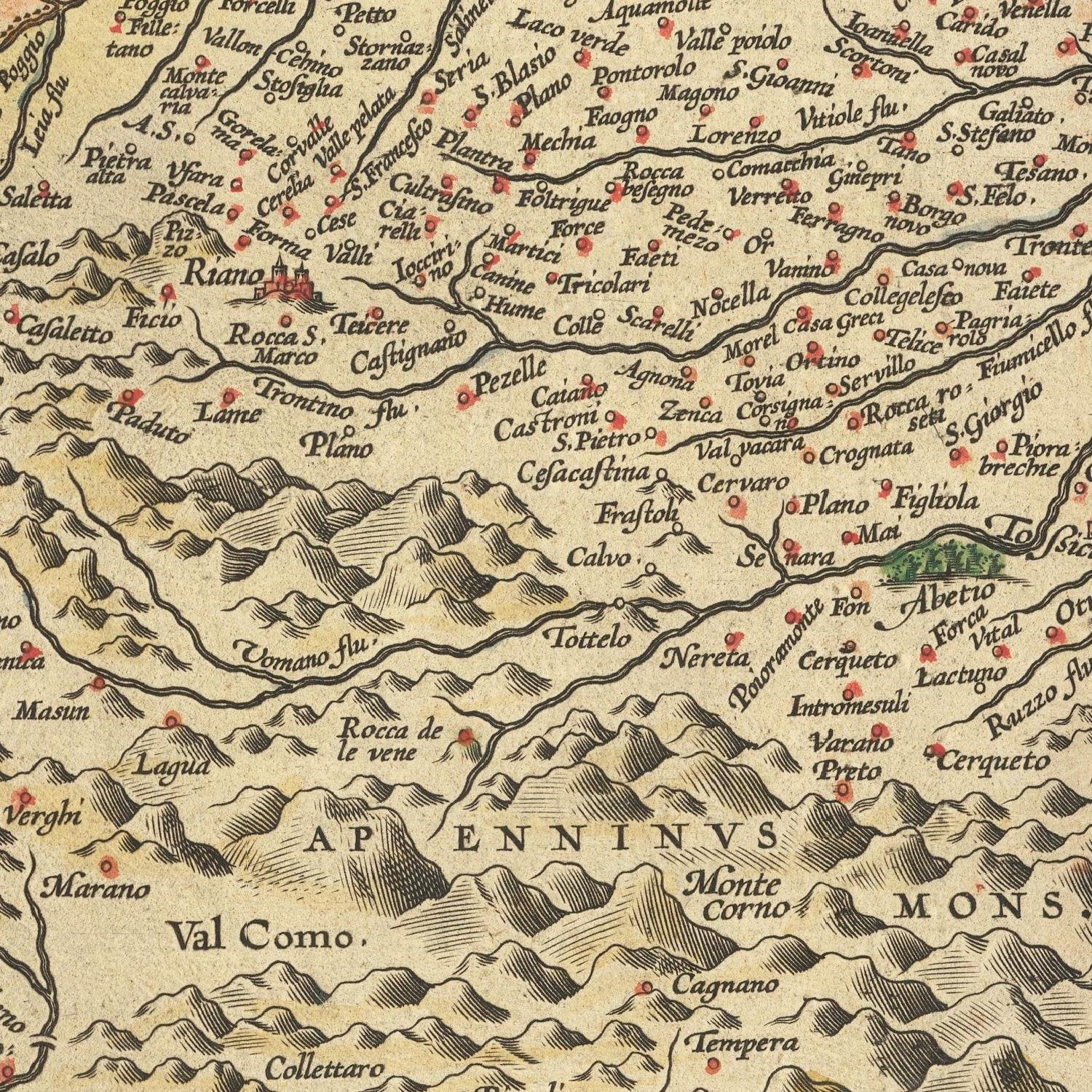 detail of the map from the centre left