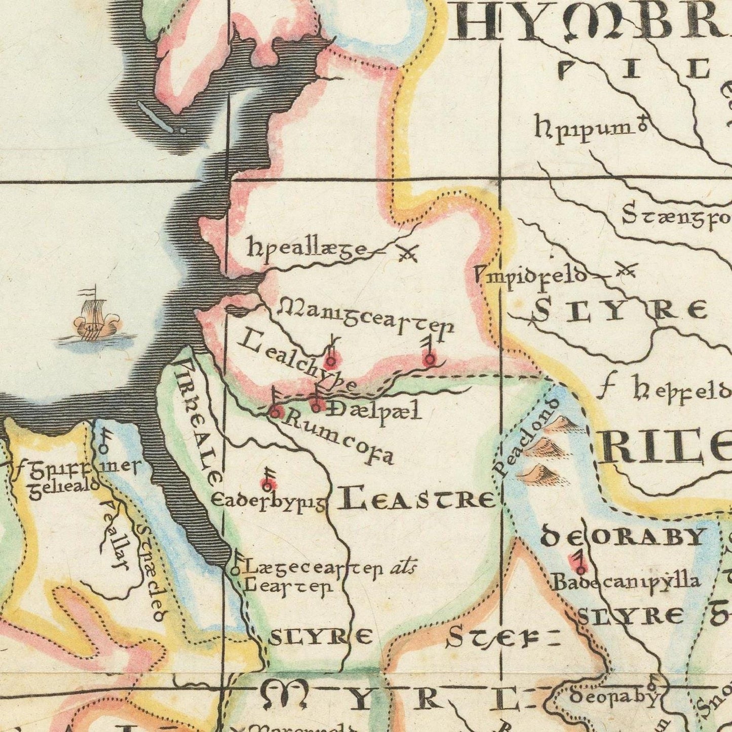 detail of the map from the centre left