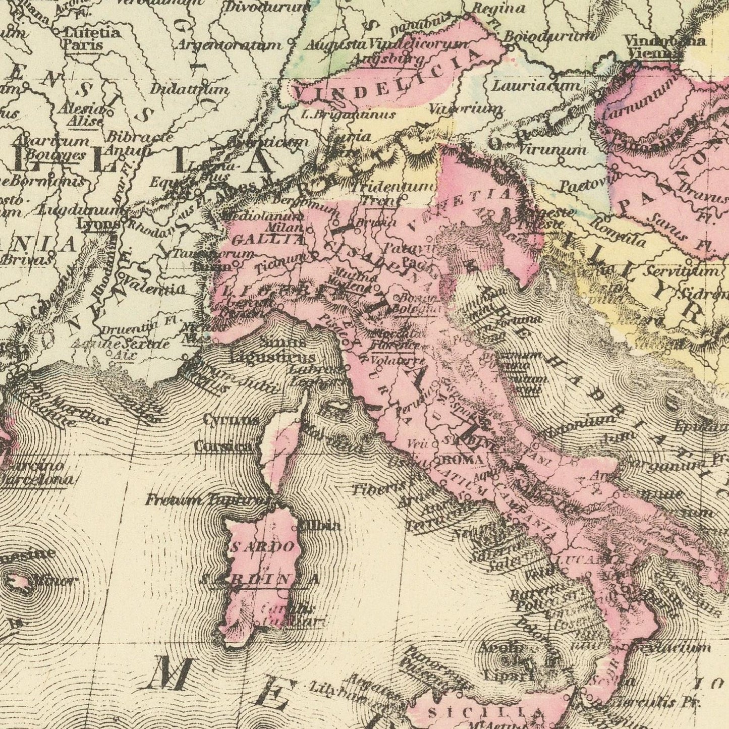 detail of the map from the centre left