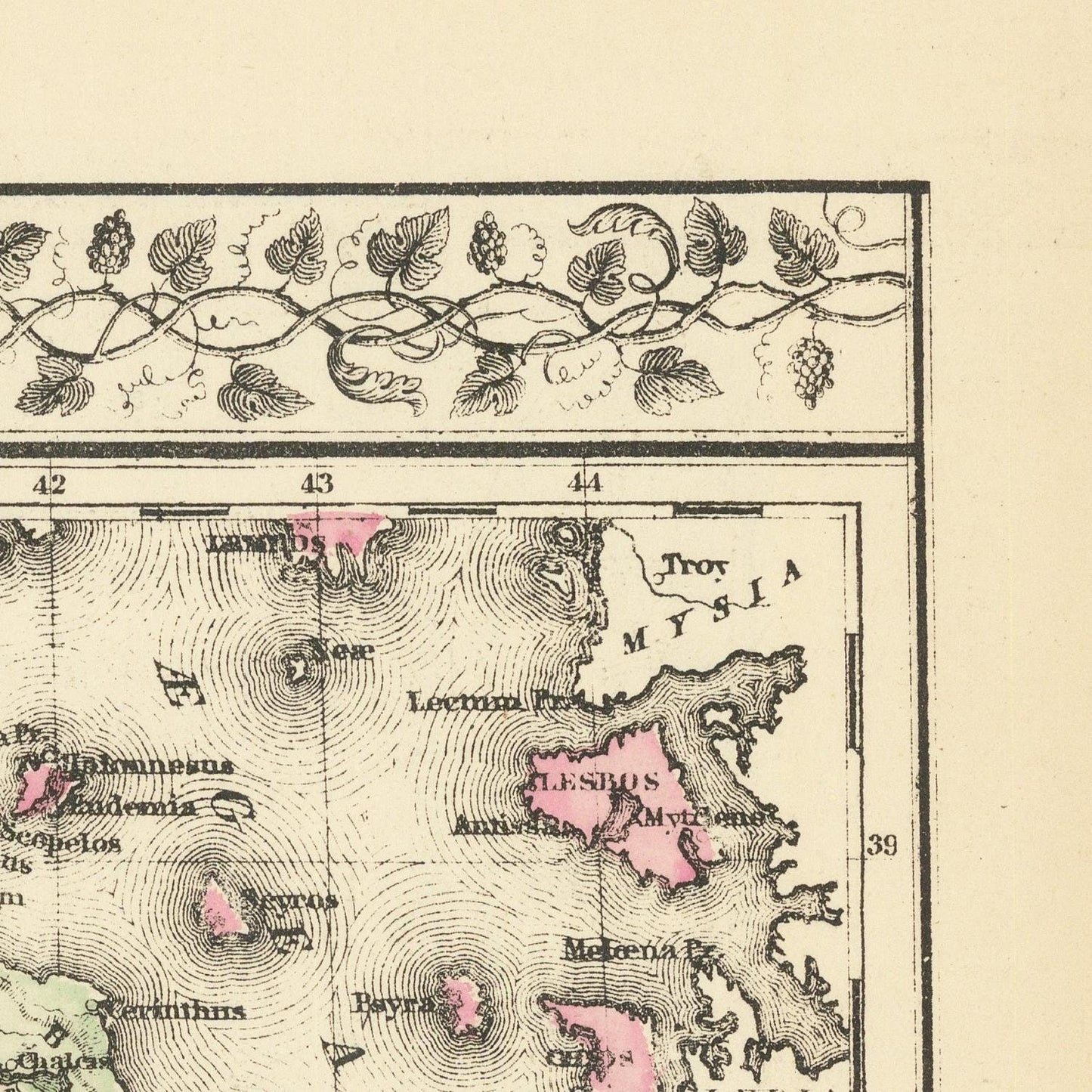 detail of the map from the top right corner
