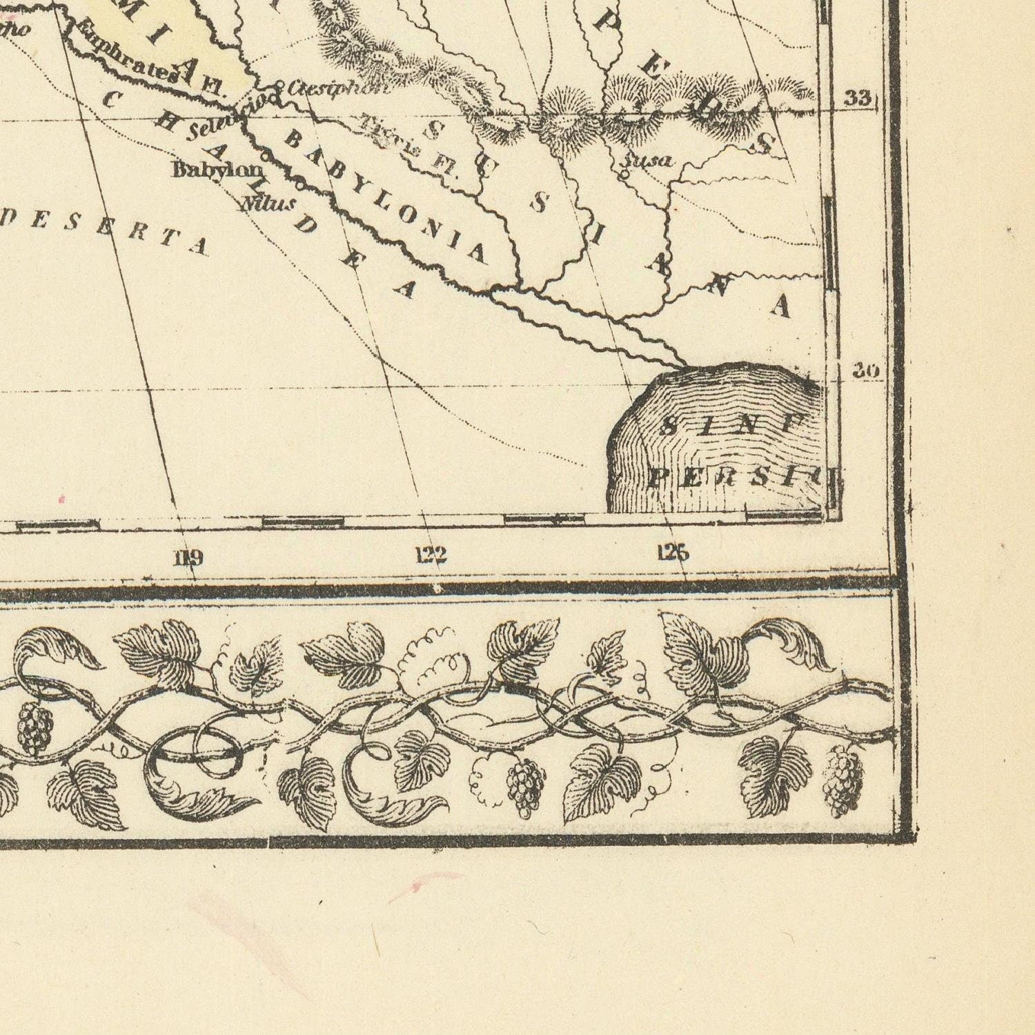 detail of the map from the bottom right corner