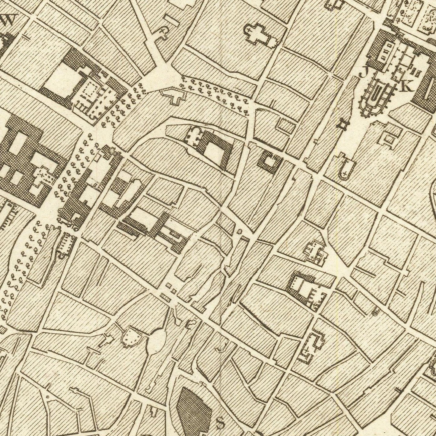 Antique city plan of Bordeaux, 1764