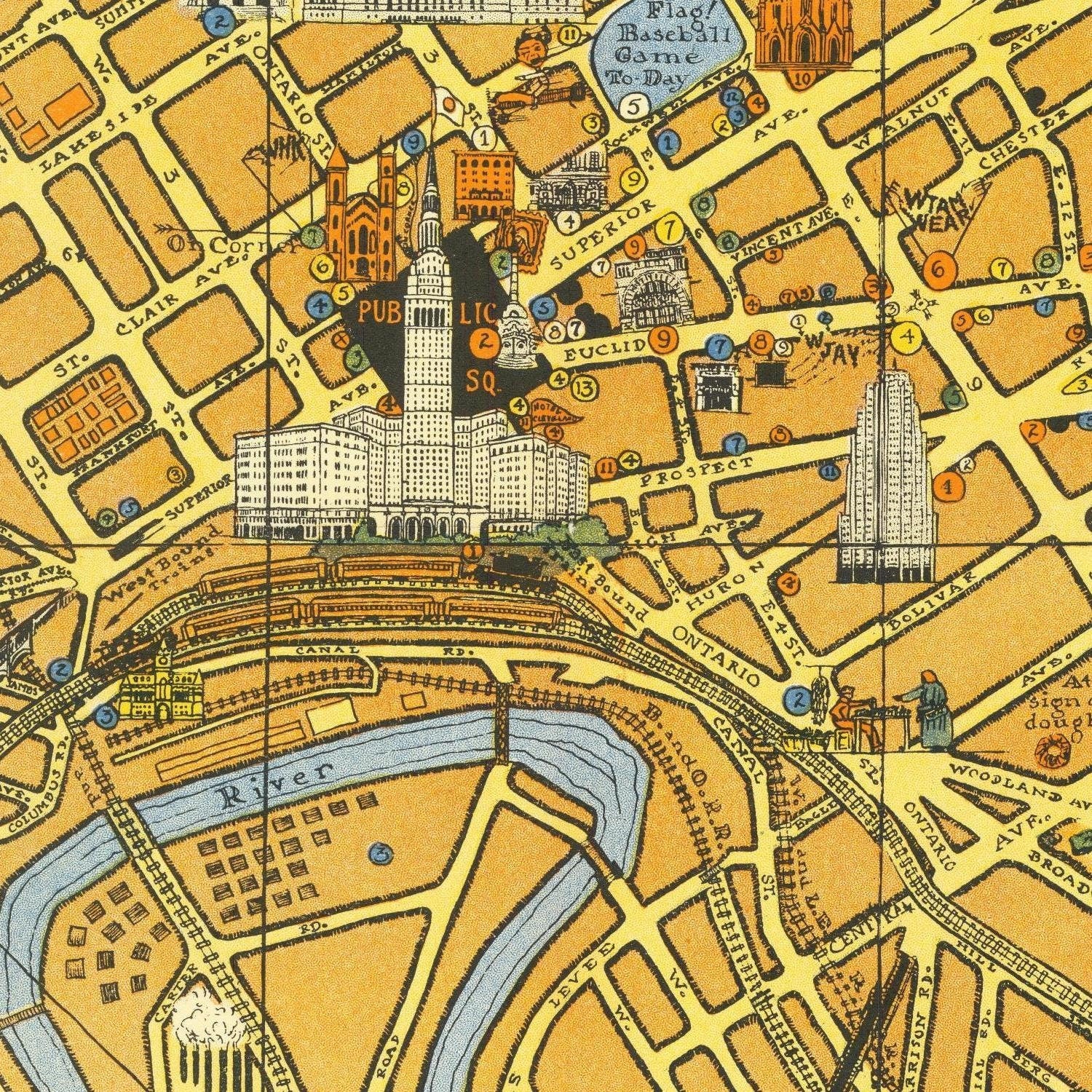 detail of the map from the centre 