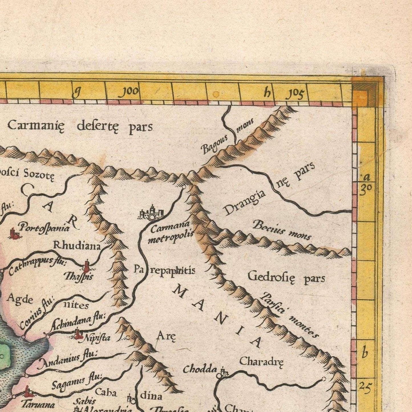 detail of the map from the top right corner