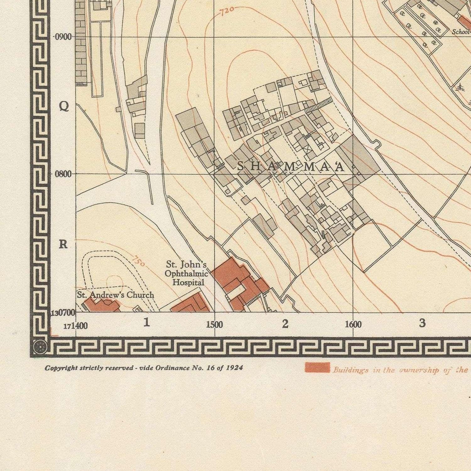 detail of the map from the bottom left corner