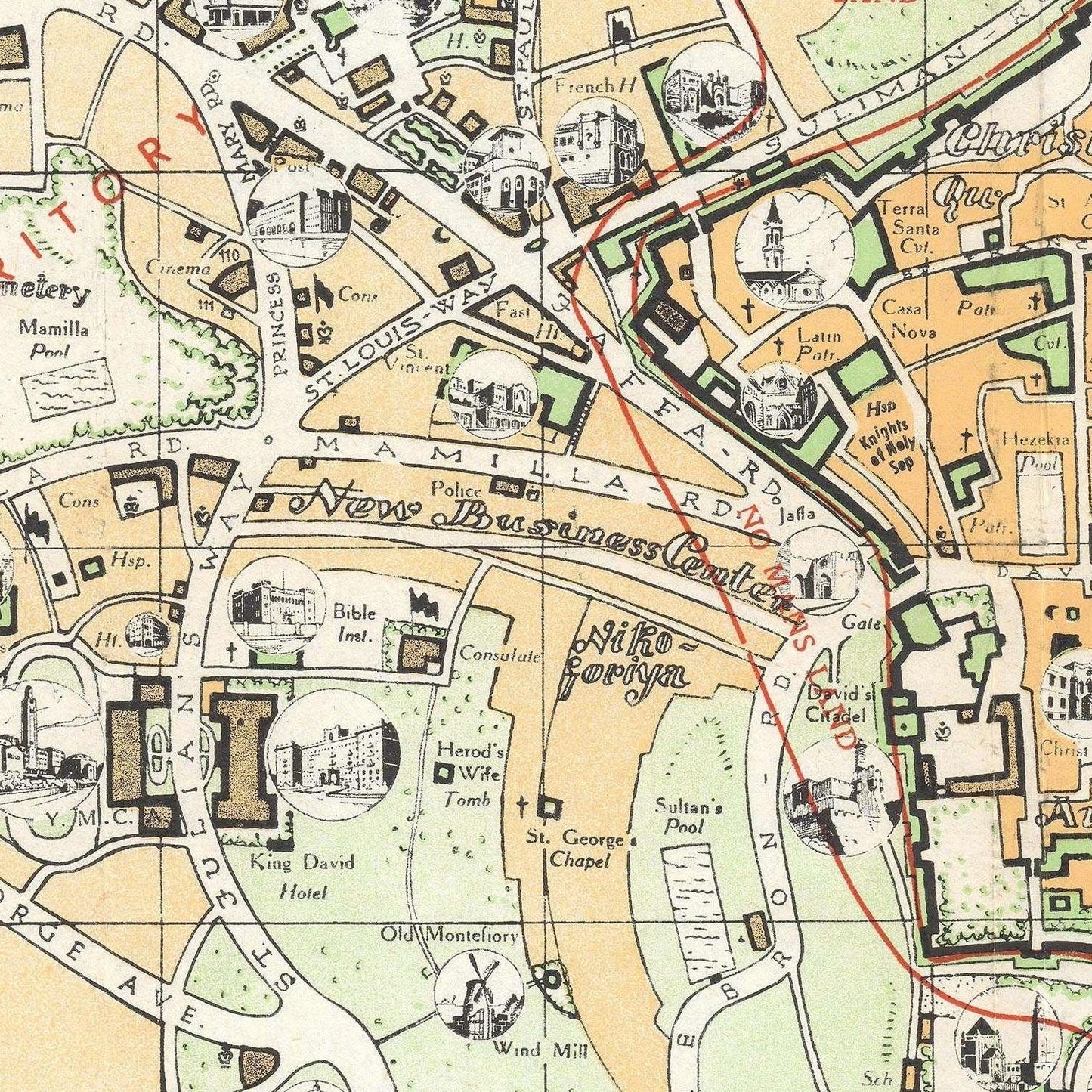 detail of the map from the centre 