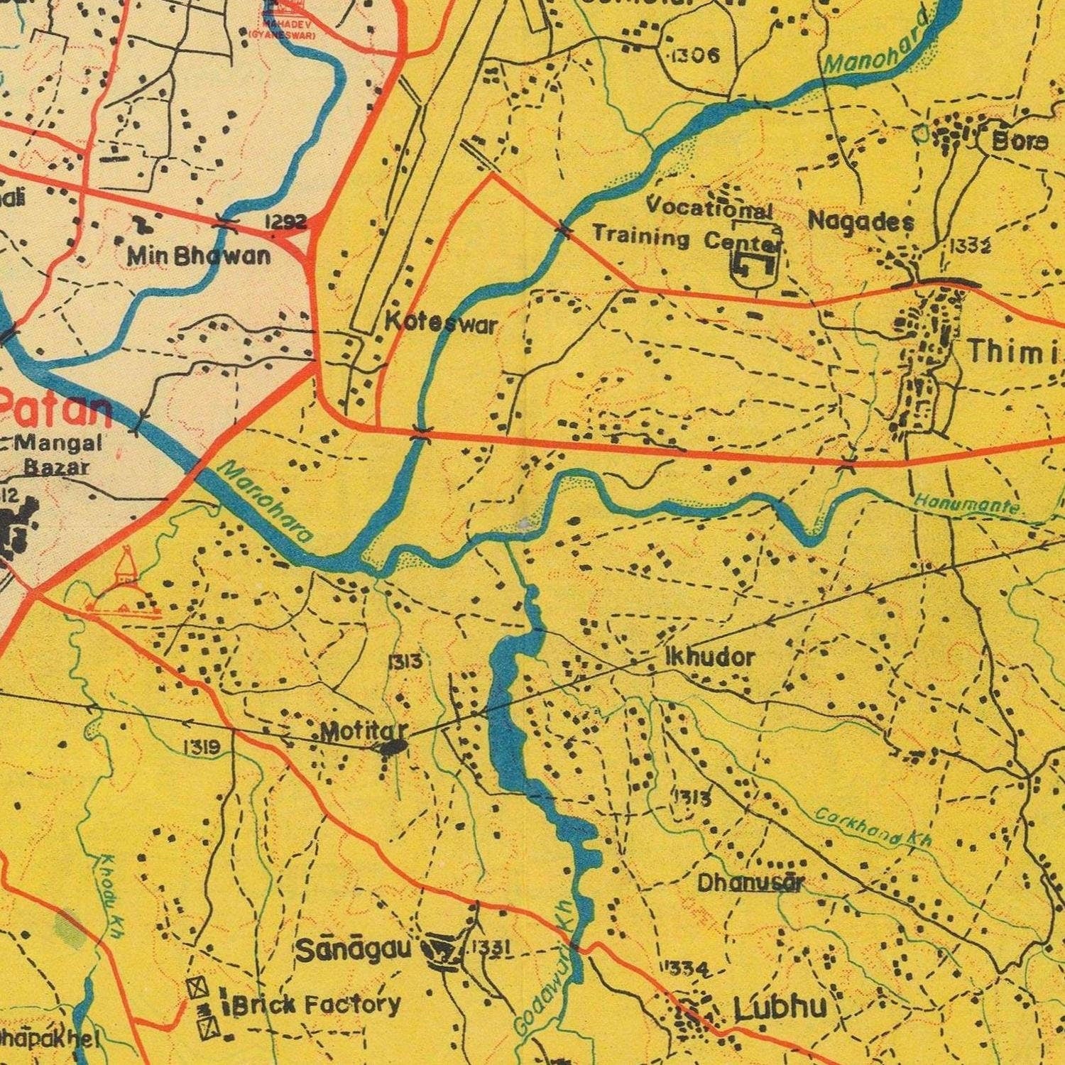 detail of the map from the centre 