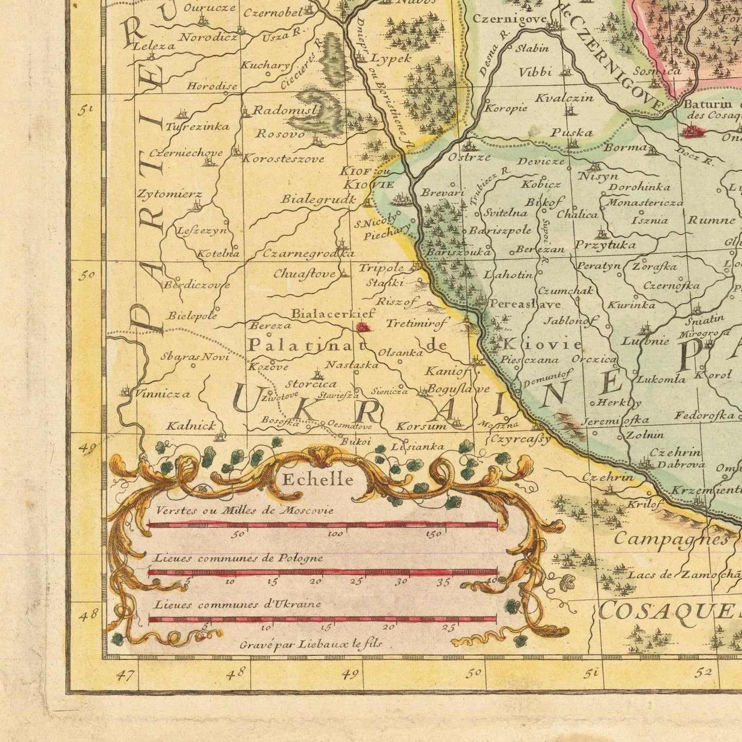 detail of the map from the bottom left corner