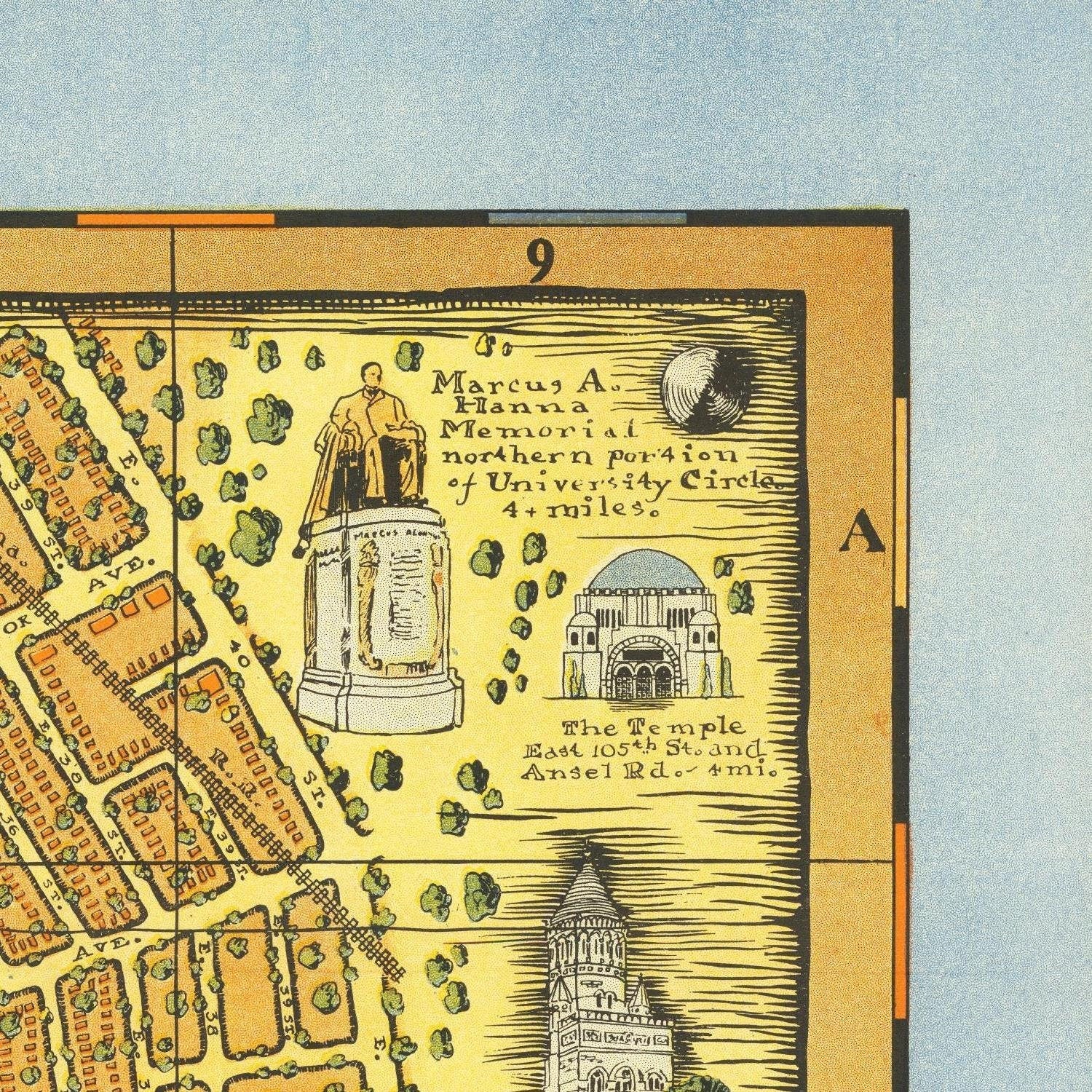 detail of the map from the top right corner