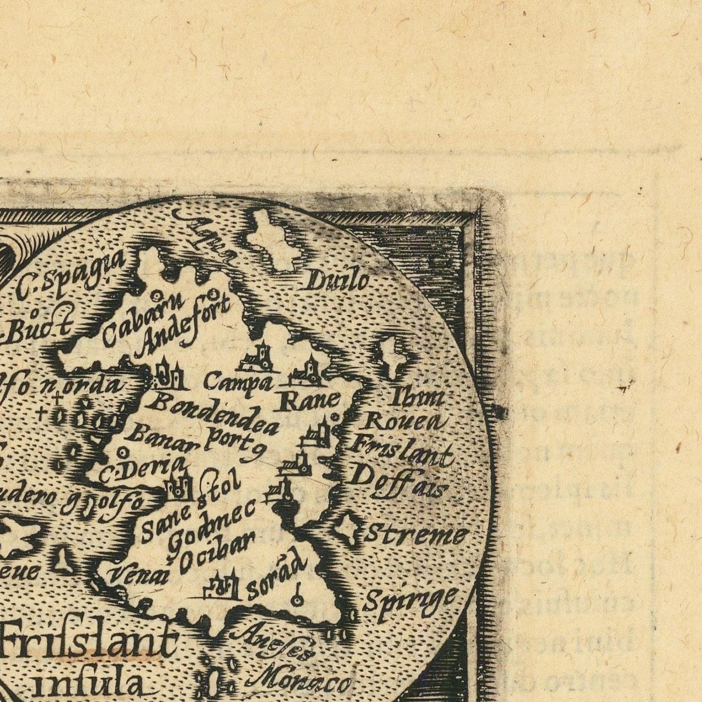 detail of the map from the top right corner