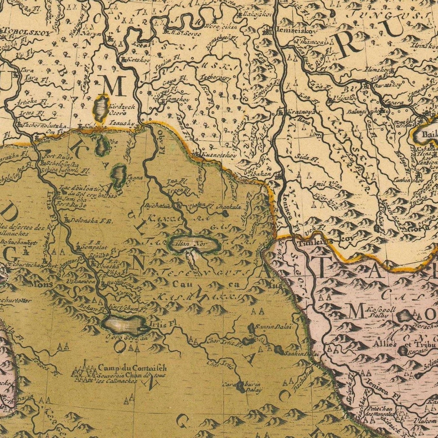 Antique map of Russian Empire, 1730