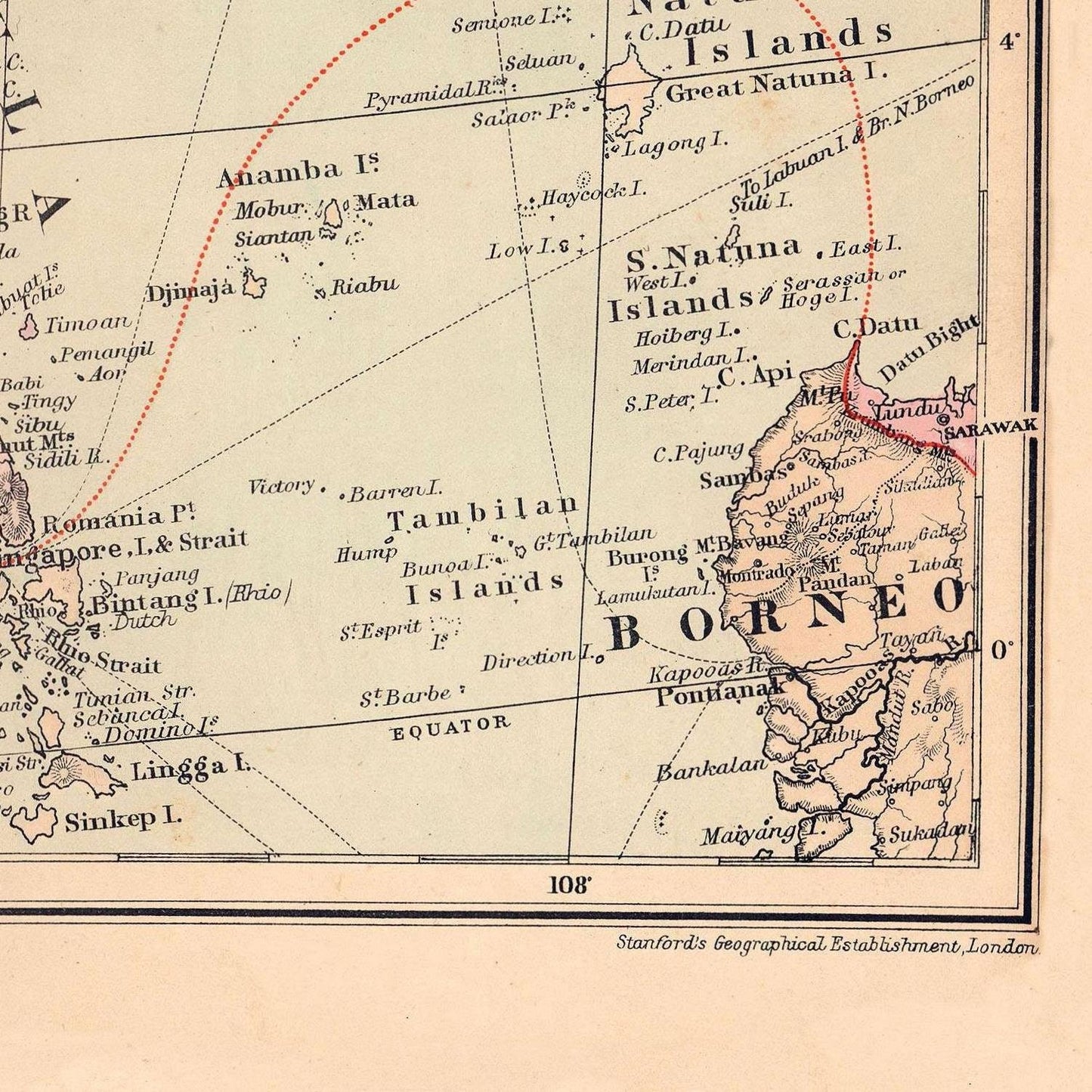 detail of the map from the bottom right corner