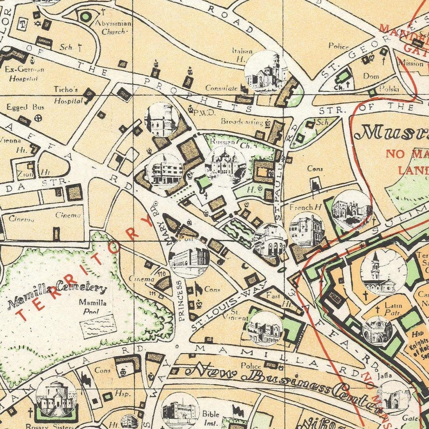 detail of the map from the centre left