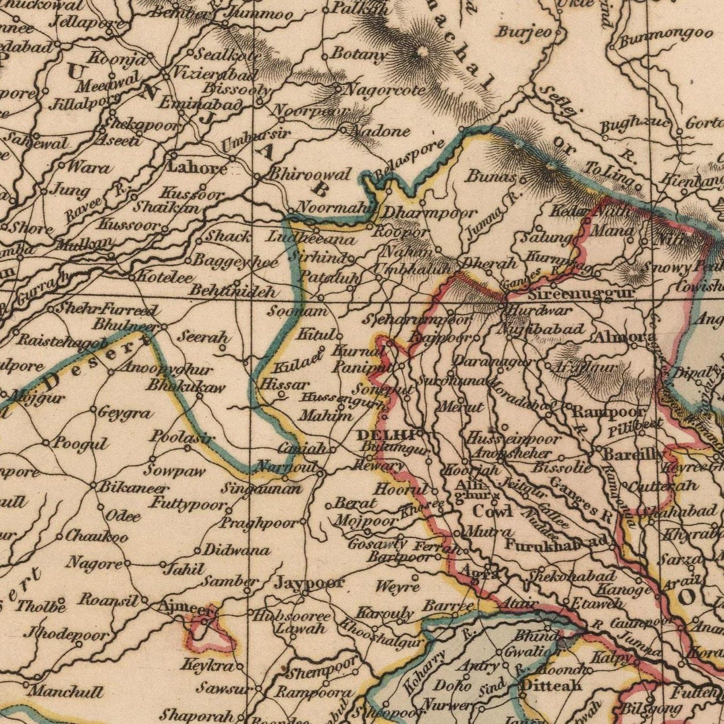 detail of the map from the centre left