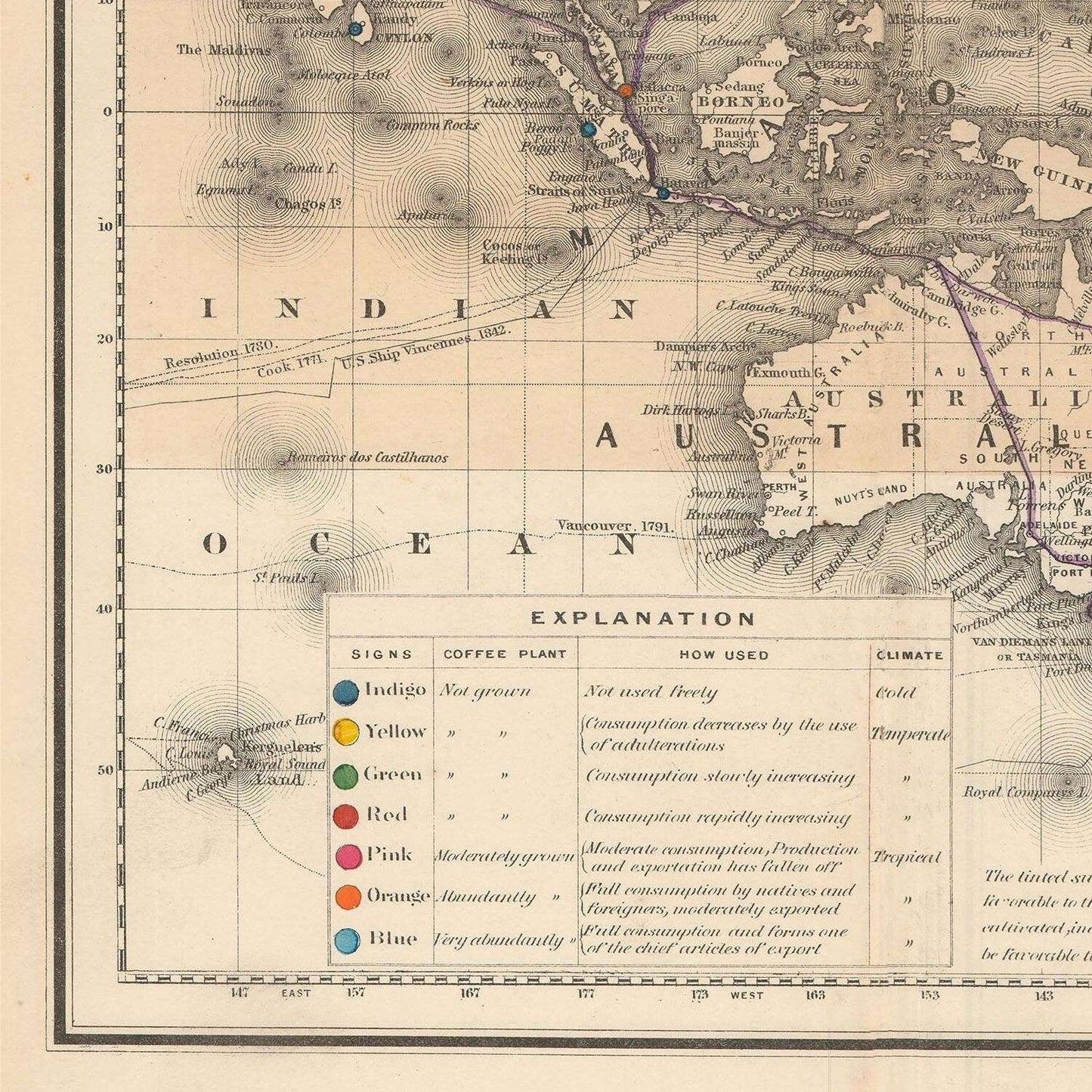 detail of the map from the bottom left corner