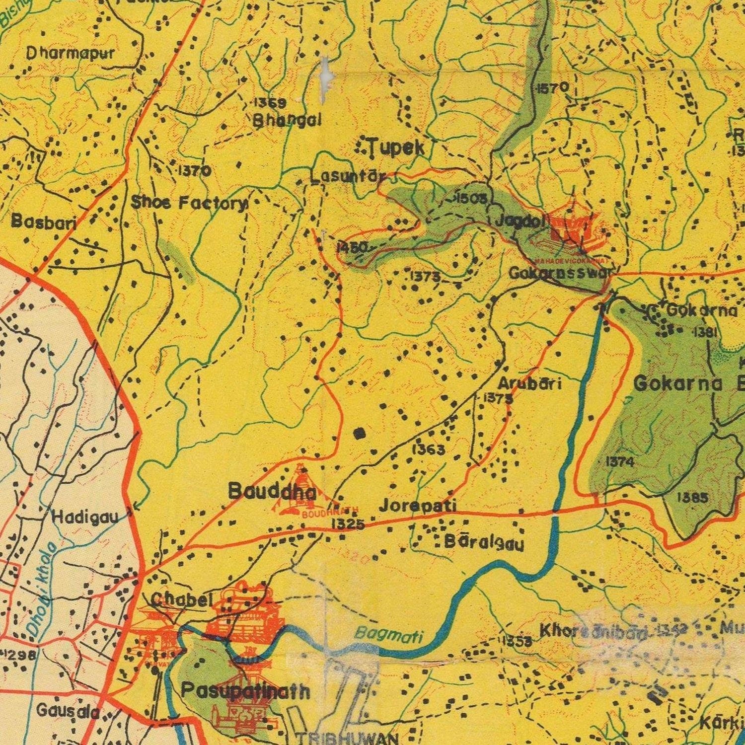 detail of the map from the centre left