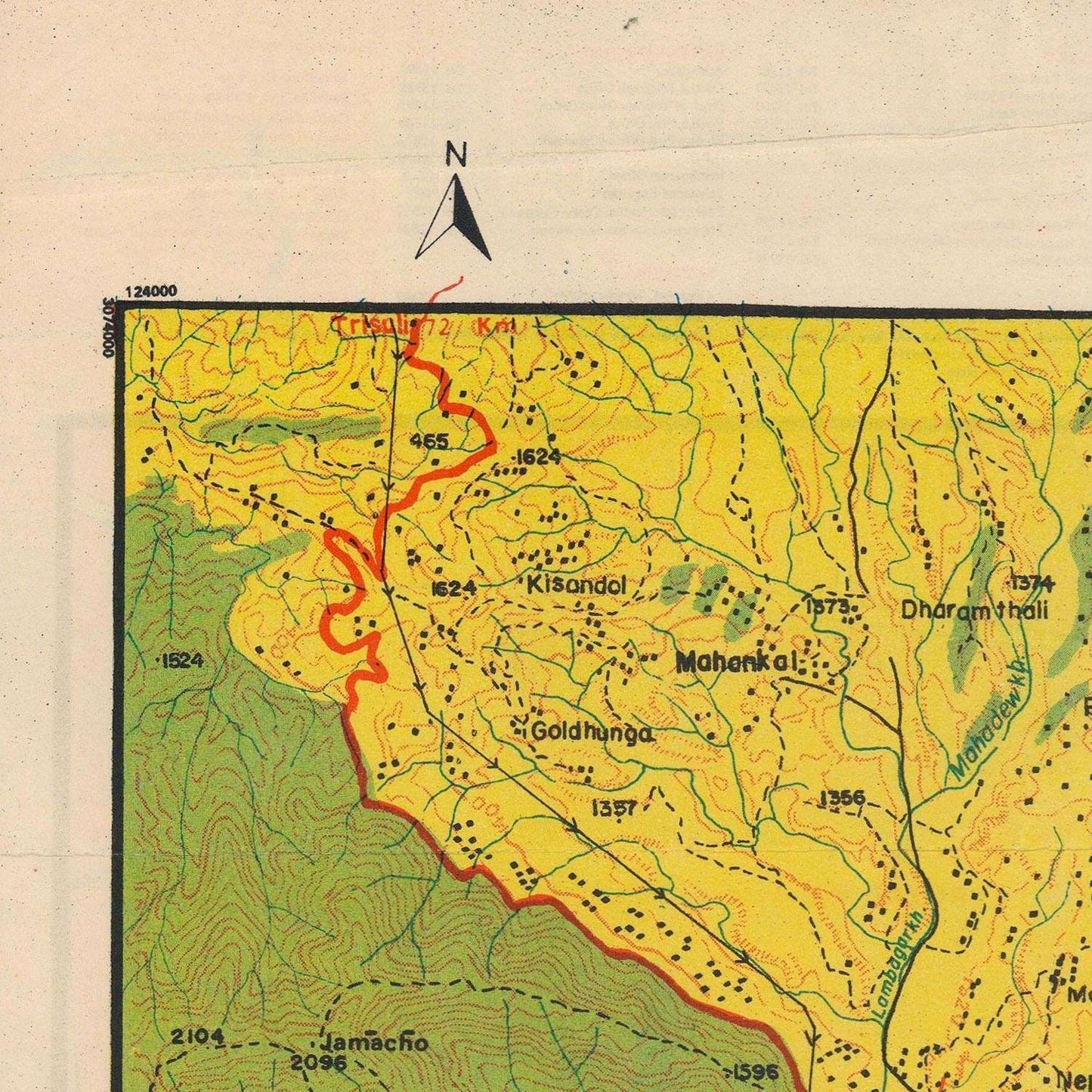 detail of the map from the top left corner