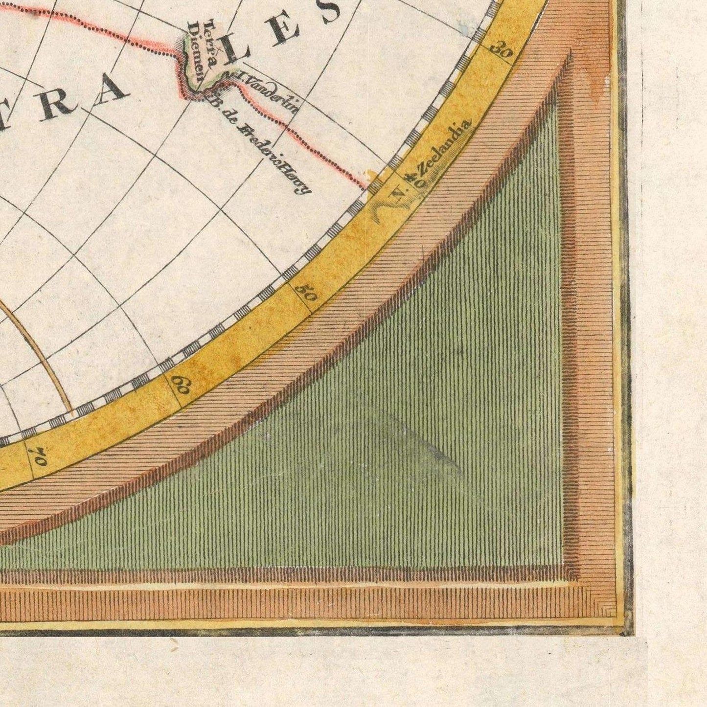 detail of the map from the bottom right corner