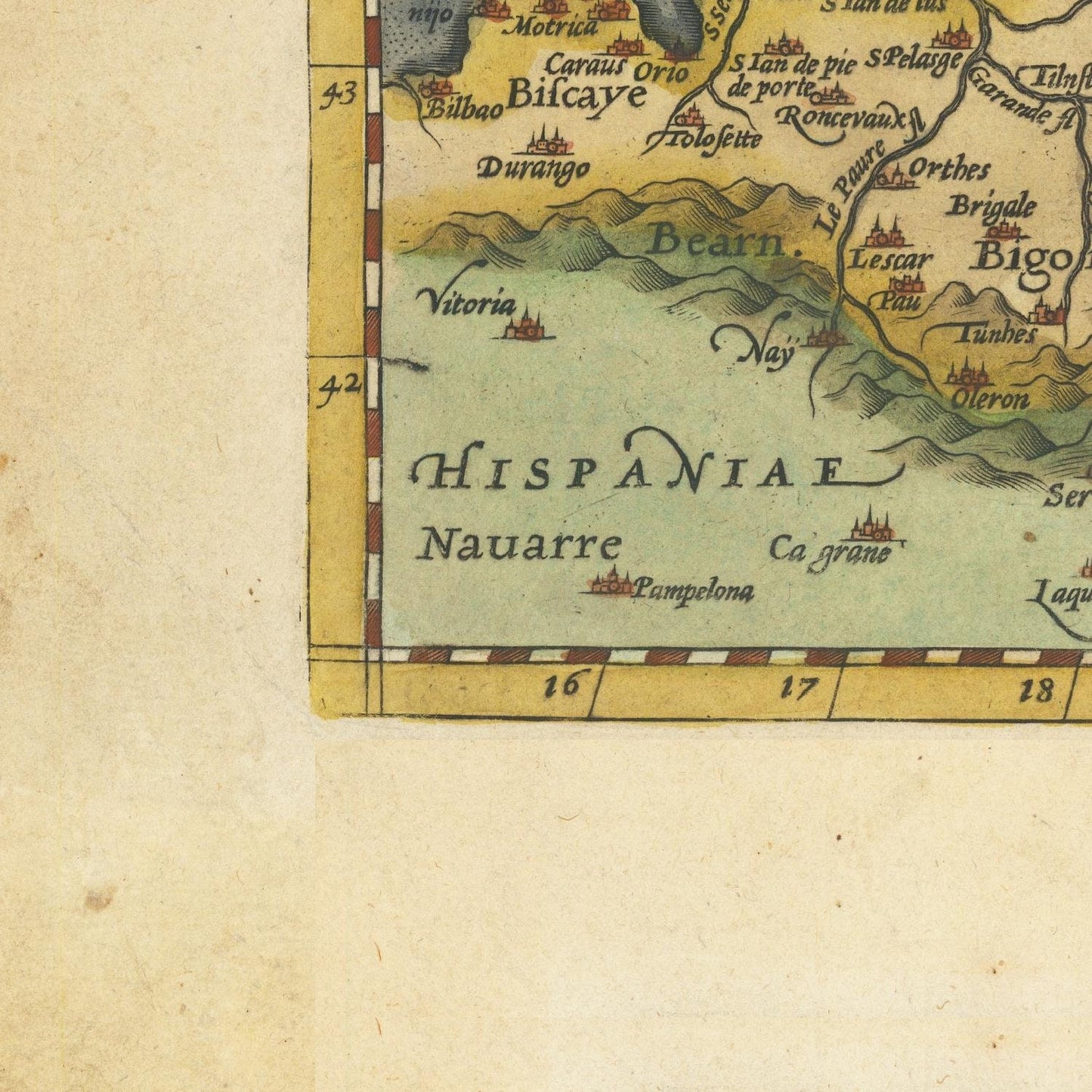 detail of the map from the bottom left corner