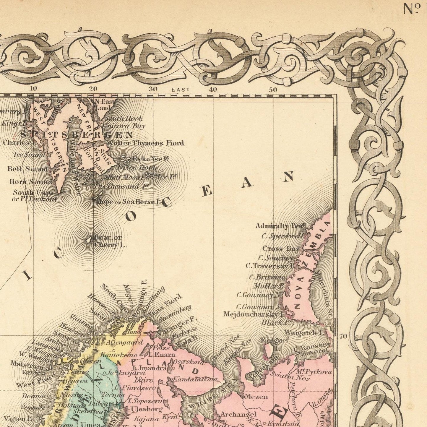 detail of the map from the top right corner